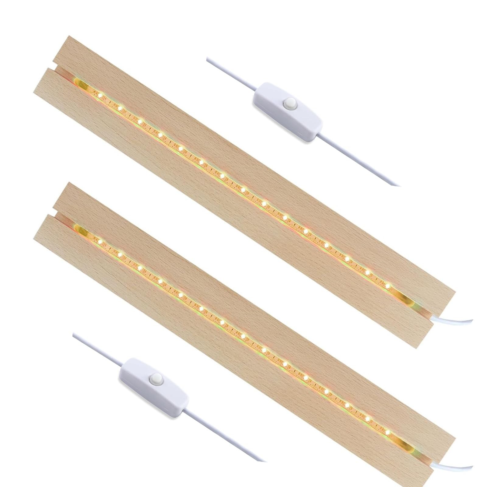2PCS 11.81 Inch Rectangle Display Pedestal, Led Lights Display Base, Wooden L…