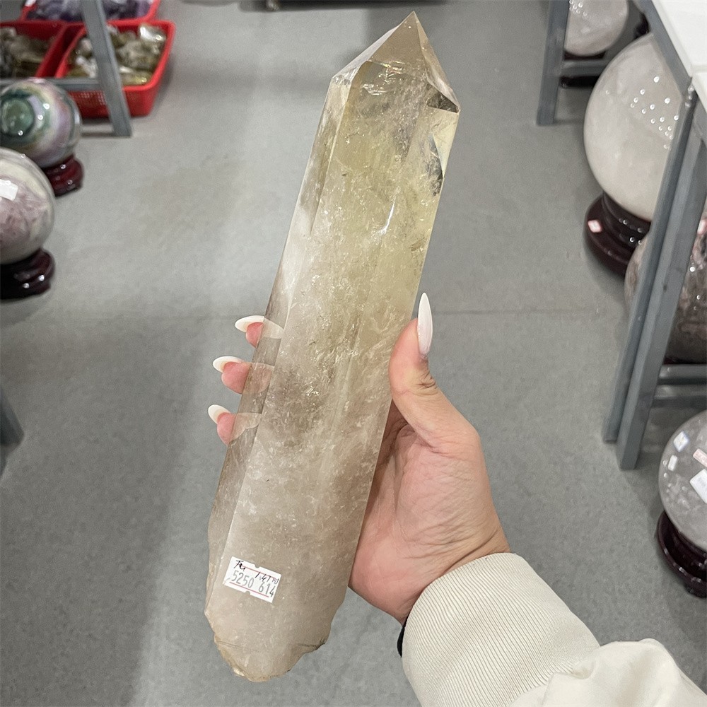3.2LB 11.8″ Natural Smoky Quartz Obelisk Tower Crystal Quartz Energy+stand