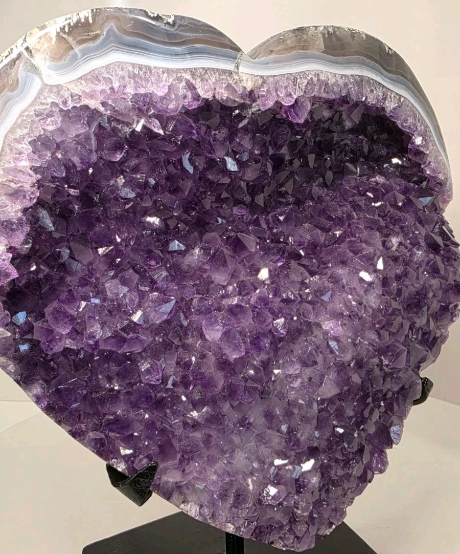 8″ 5LB 12oz Amethyst Heart Crystal Cluster Geode FREE Stand