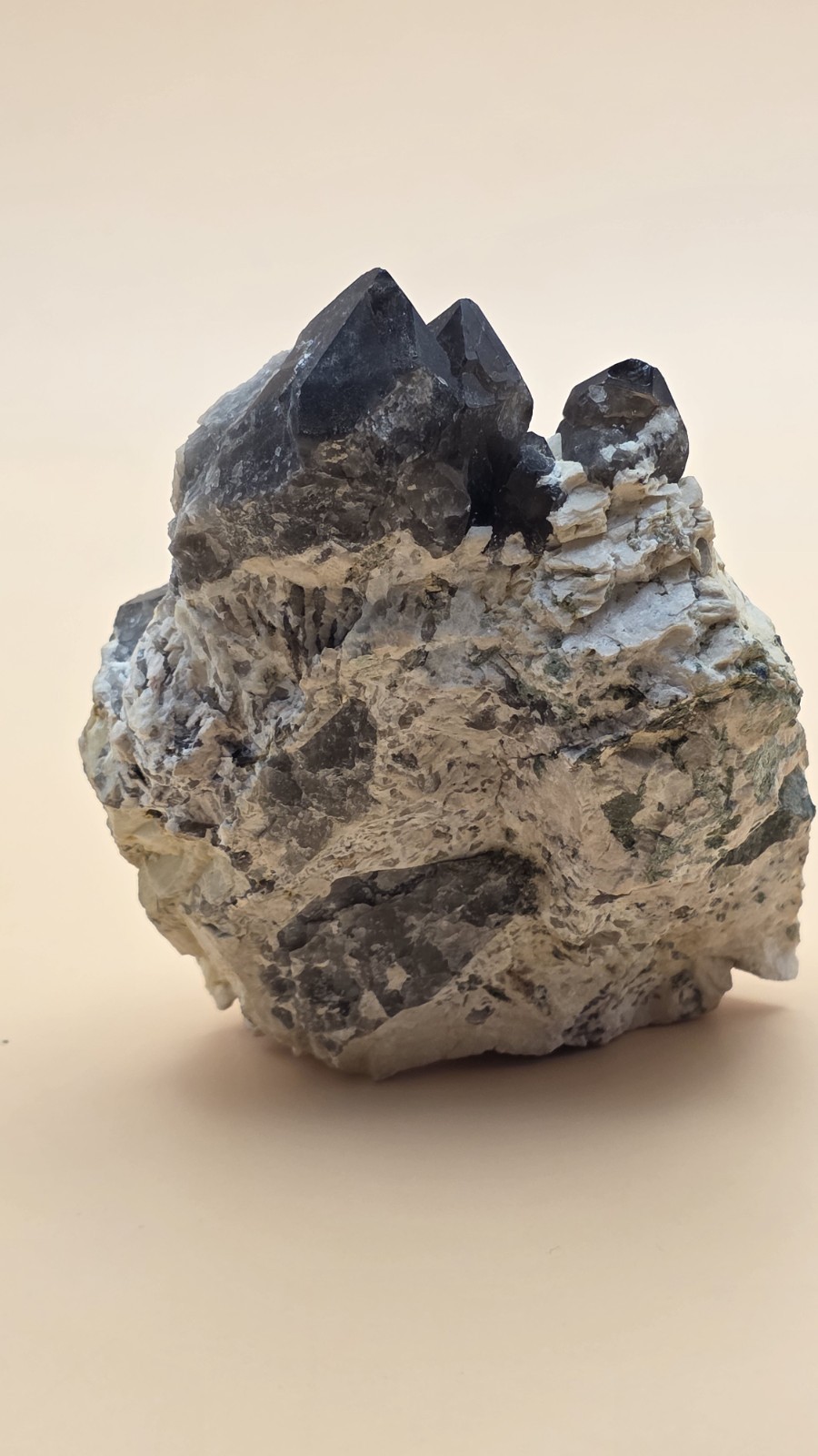 Smoky Quartz & Orthose Crystal Cluster – Fujian China – 8x6x9.5cm – 0.5 lb