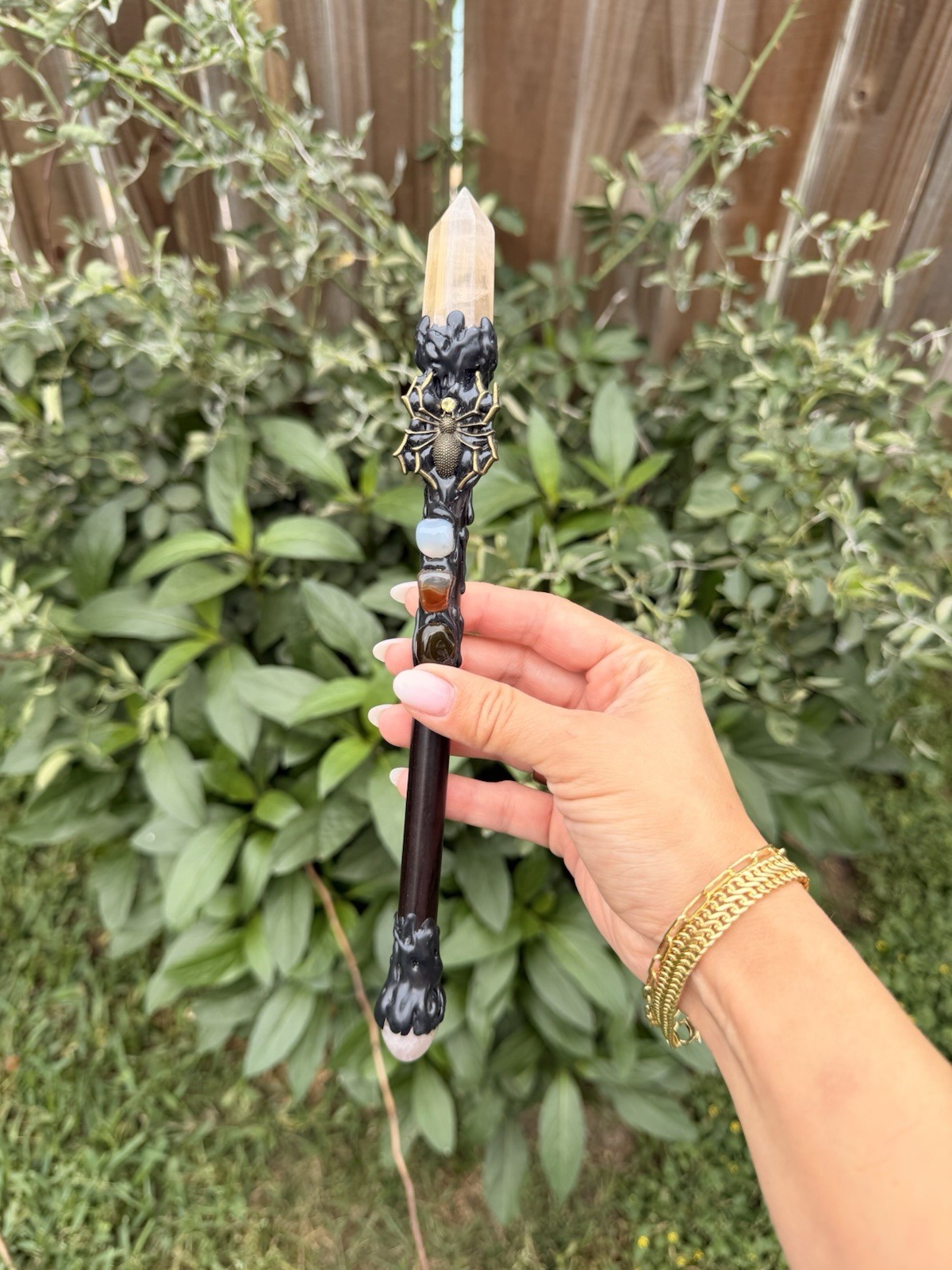 Citrine Crystal Spider Wand