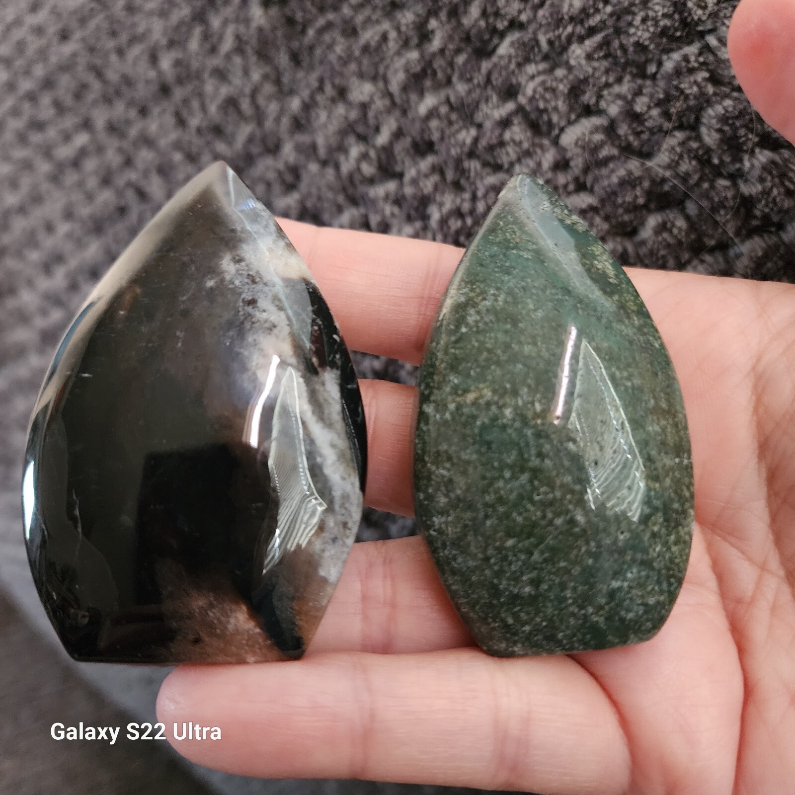 Lot of 2 Polished Crystal Ocean Jasper Stone Teardrop Ornament Freeforms – USA