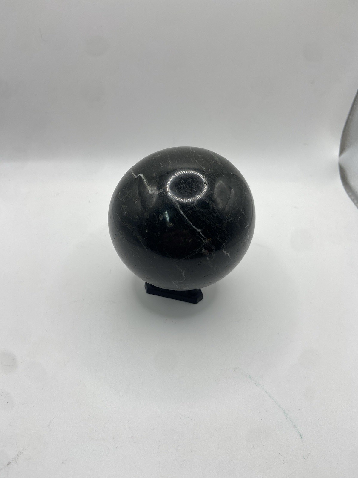 Polished Black/Gray Marble Stone Sphere Ball 594.6 grams 10in Circumference