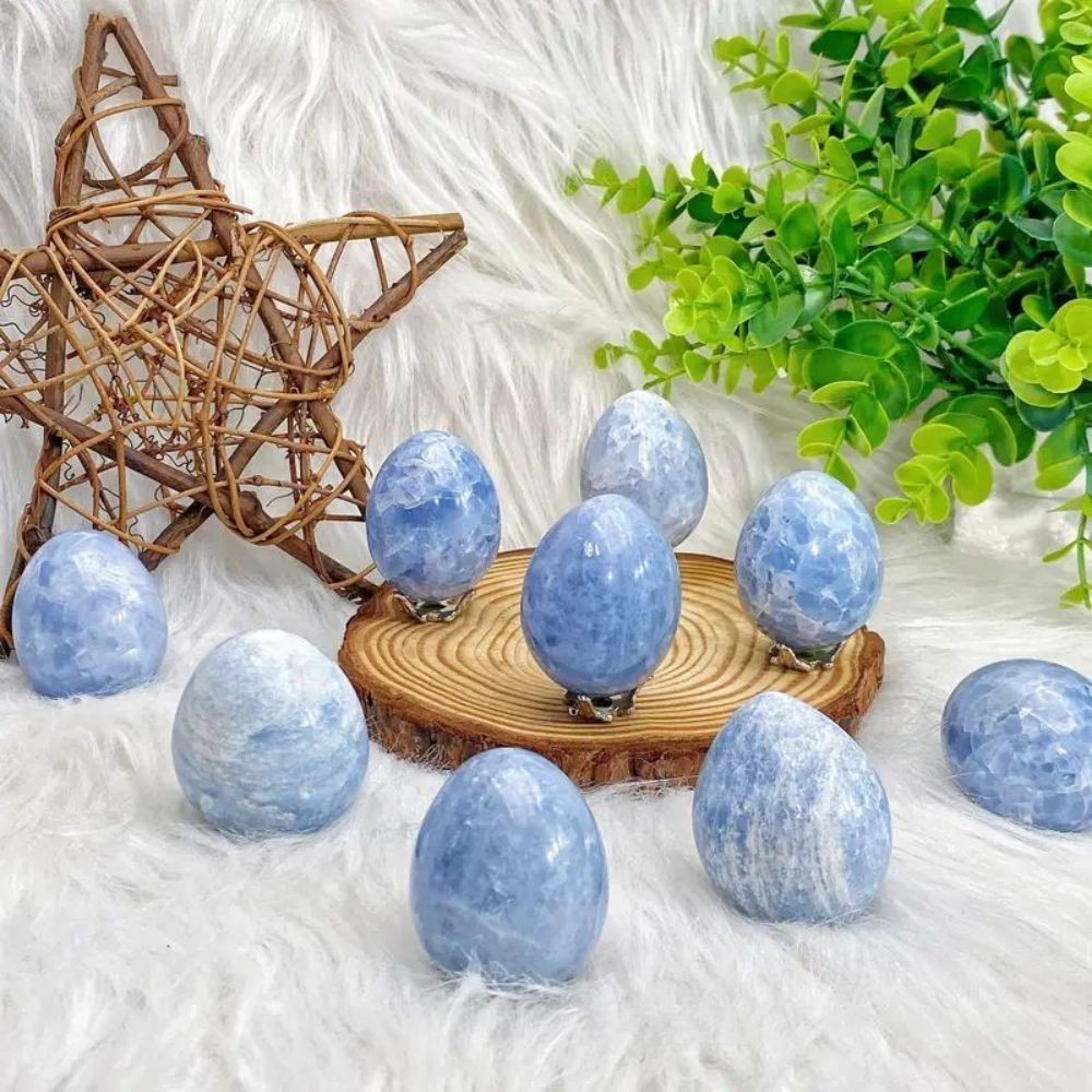 Celestite Egg – Natural Angelic Blue Crystal, Spiritual Healing Stone Gift