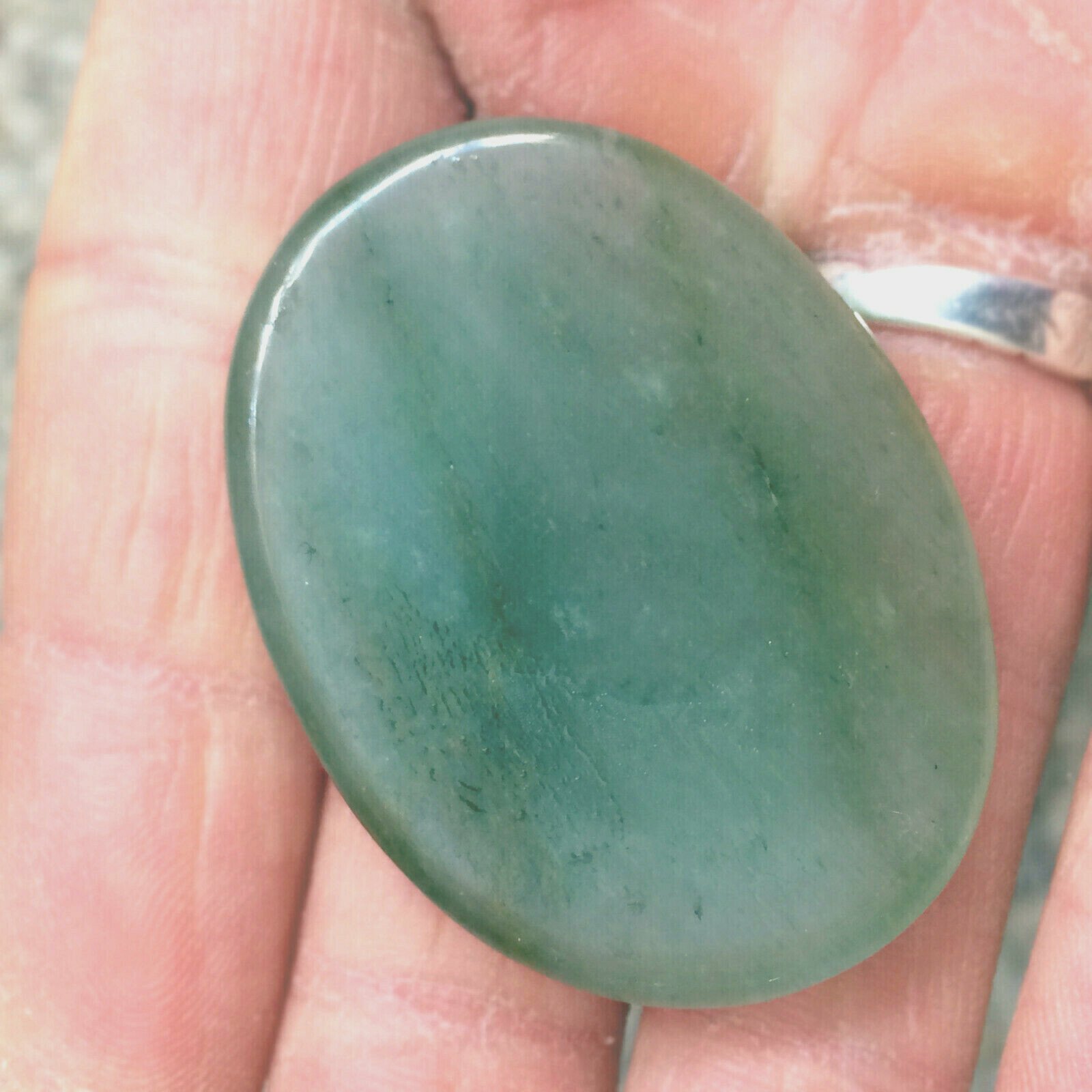 Natural Jade Palm Stone Green Rock Crystal Healing Reiki Polished Worry Stone