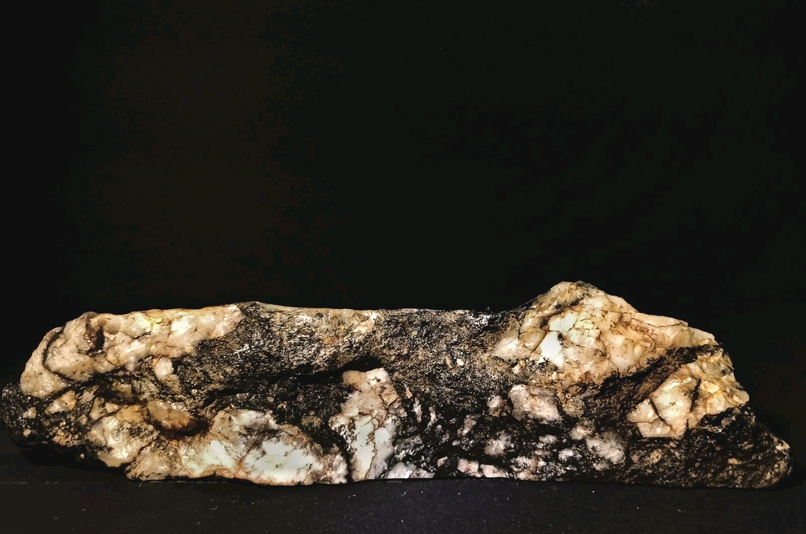 10″ Brecciated Quartz Magnetite Amphibole Pilot Knob MO Polished Display Mineral