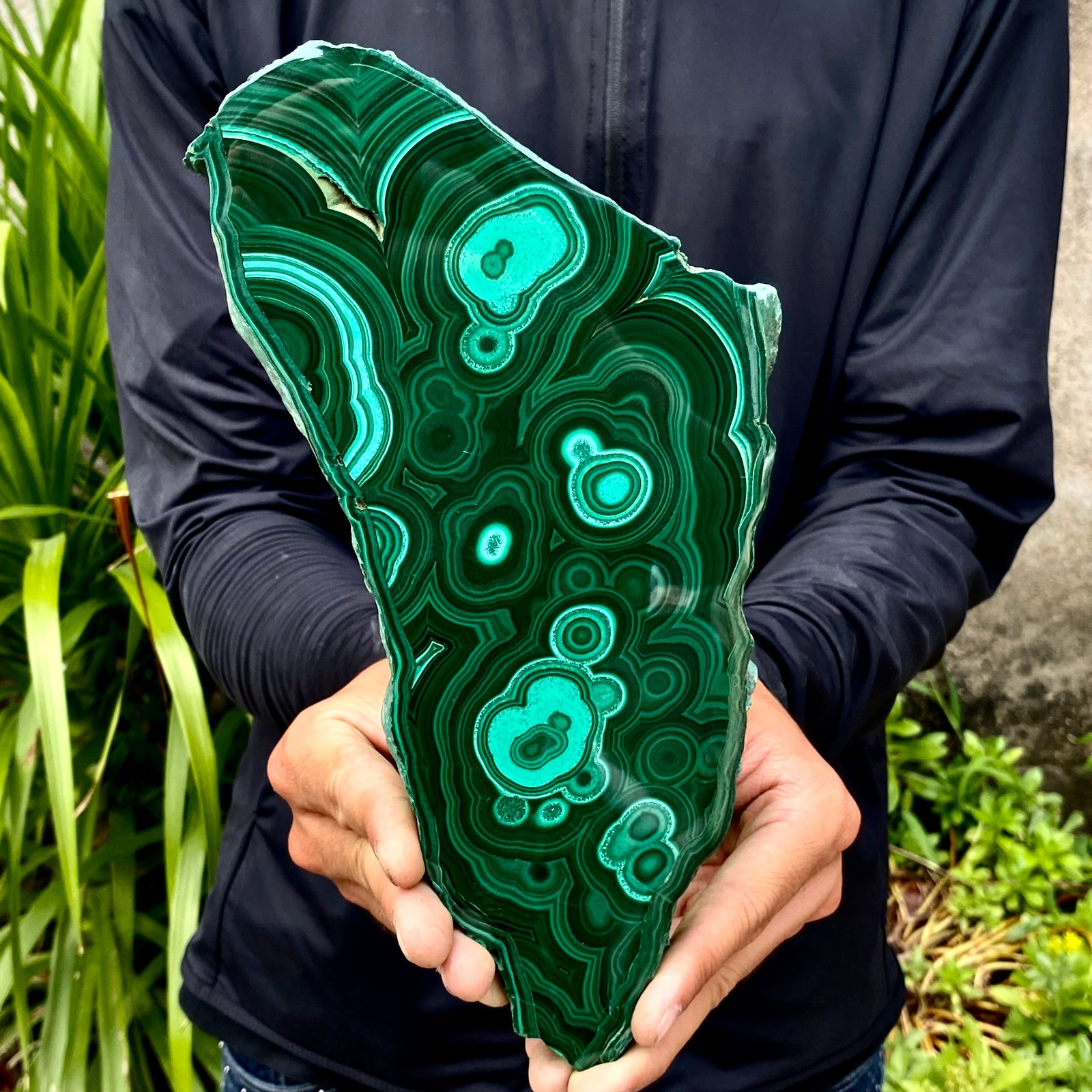 2.71LB Natural Green Malachite Crystal Flaky Pattern Ore Specimen Quartz Healing