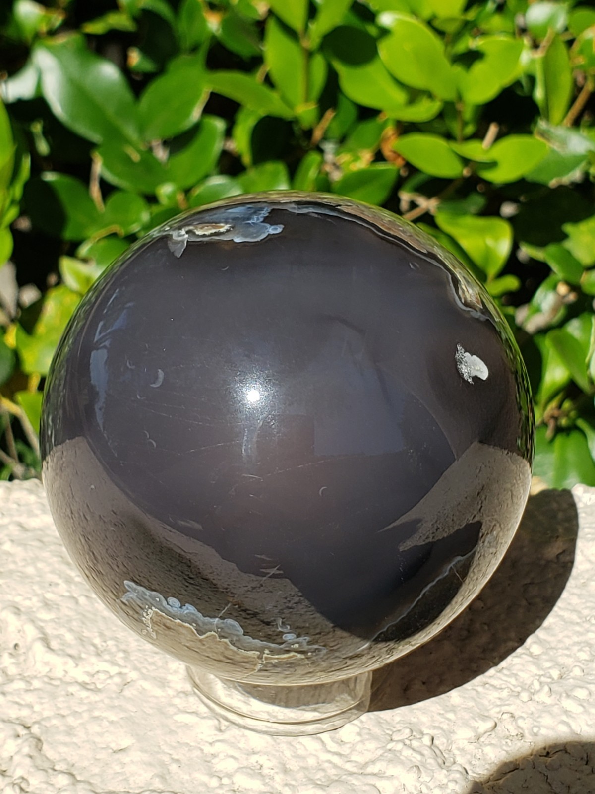2.6″ Volcano Agate Quartz Crystal Sphere Ball Orb Stunning Green UV, 388g