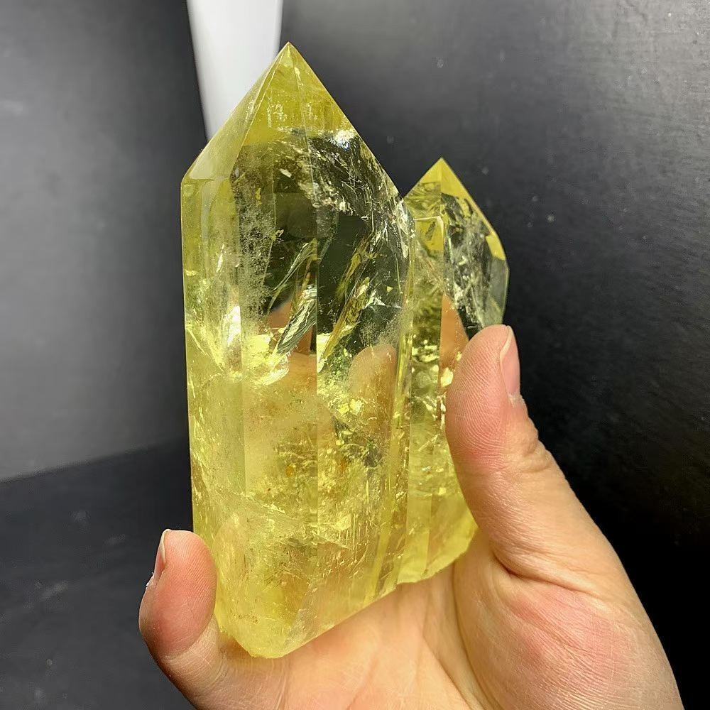 1.21LB Natural Citrine Quartz Obelisk Energy Crystal Tower Point Reiki +Stand