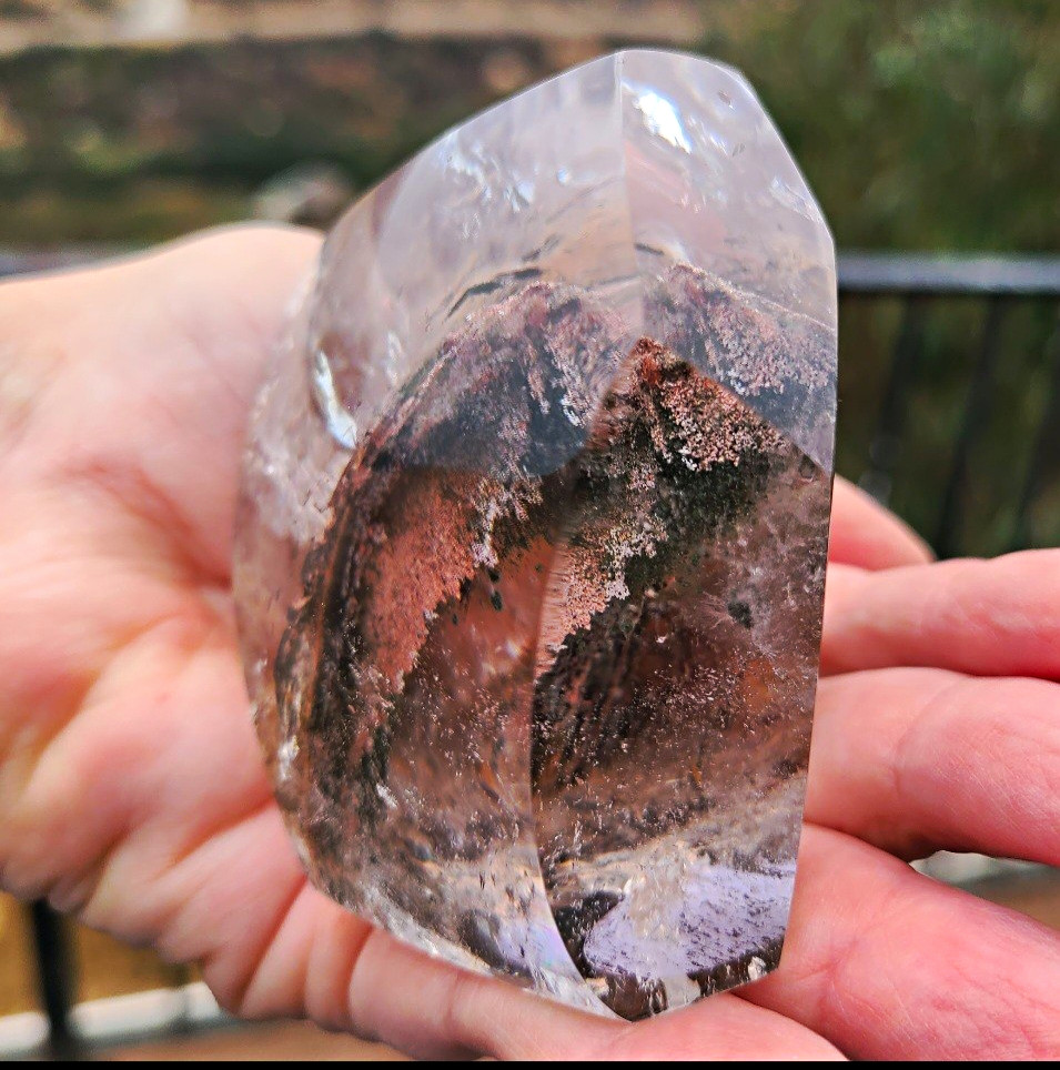 Large Garden Quartz Crystal Free Form w/ Peach & Green Inclusions