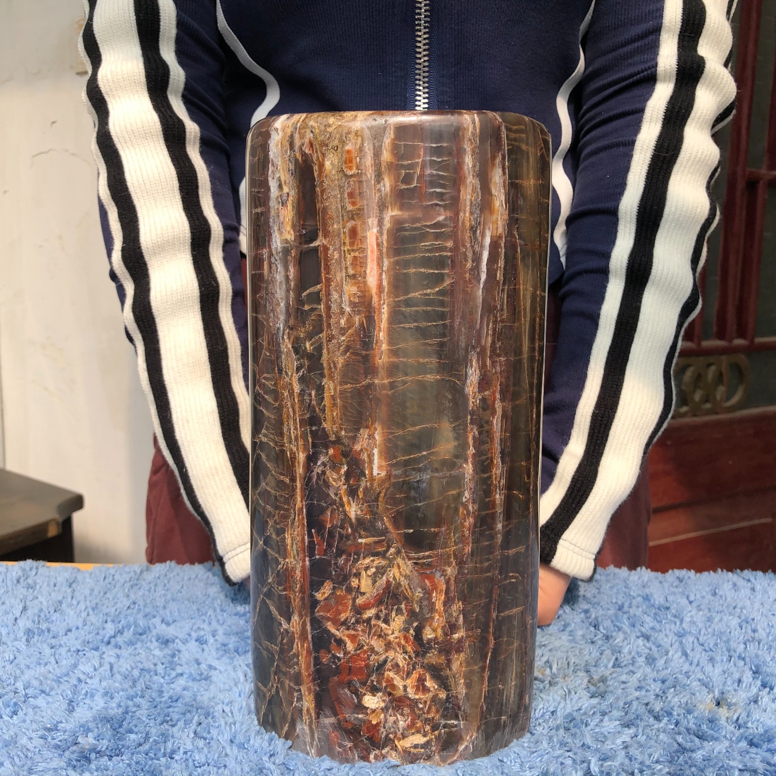 16.3LB Natural wood fossil quartz crystal mineral specimens healing