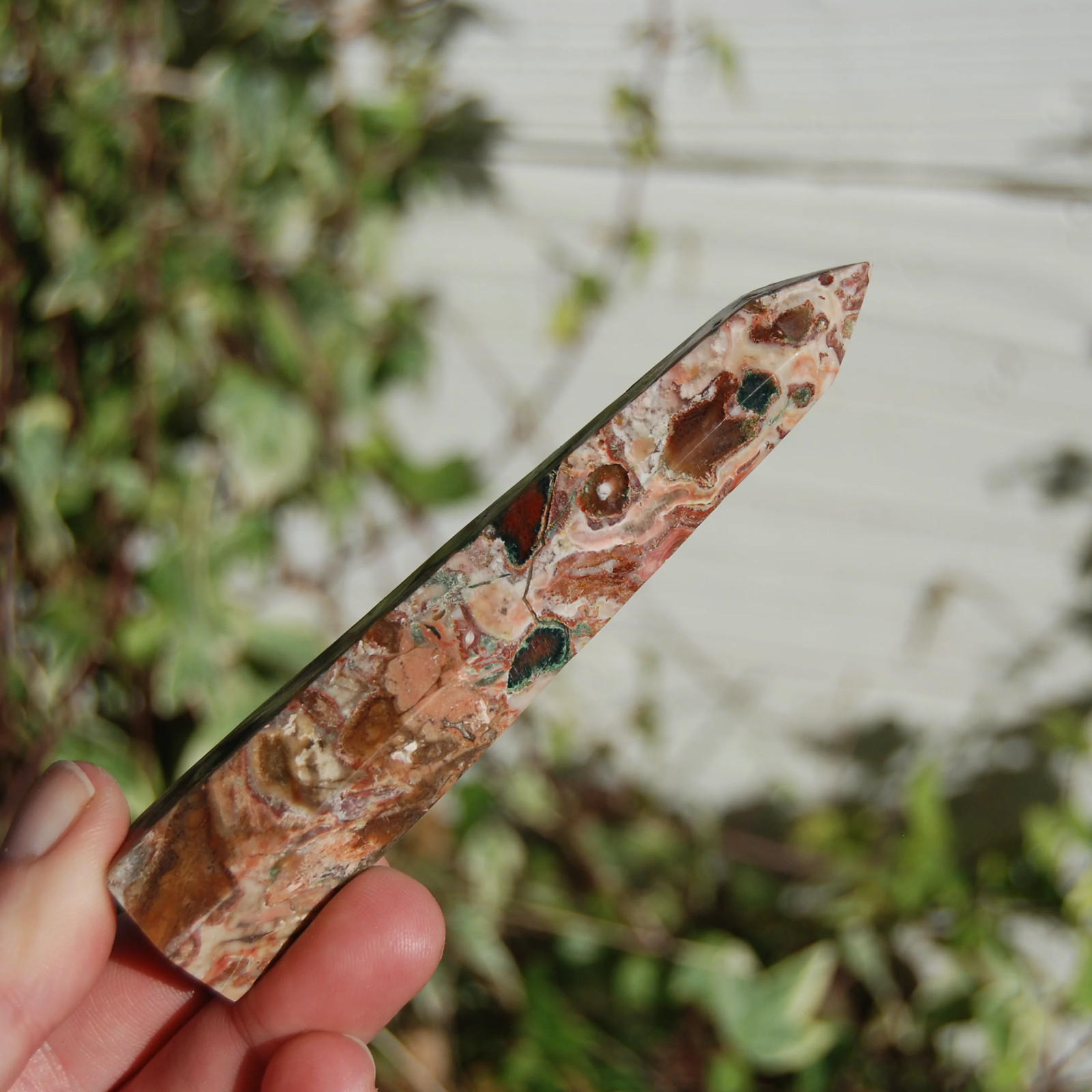 3.75in Pink Leopard Skin Jasper Crystal Tower