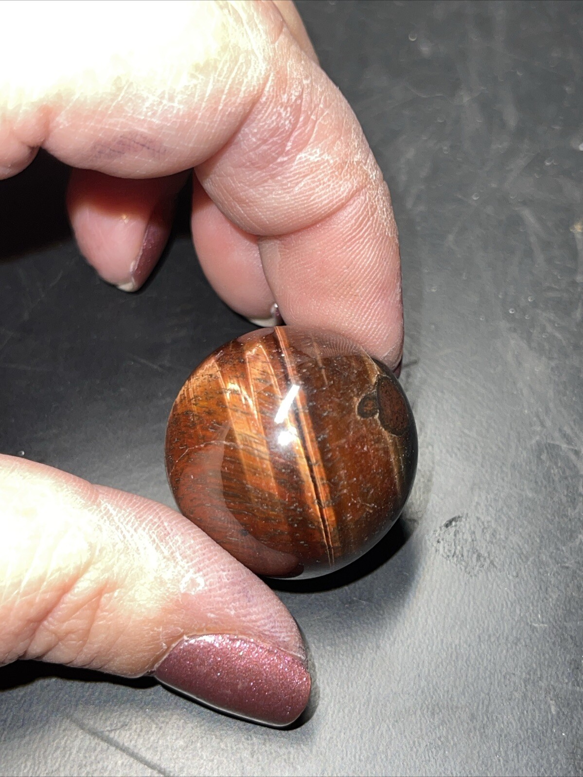 Red Tiger’s Eye Crystal Sphere Orb Ball Marble 27.1mm