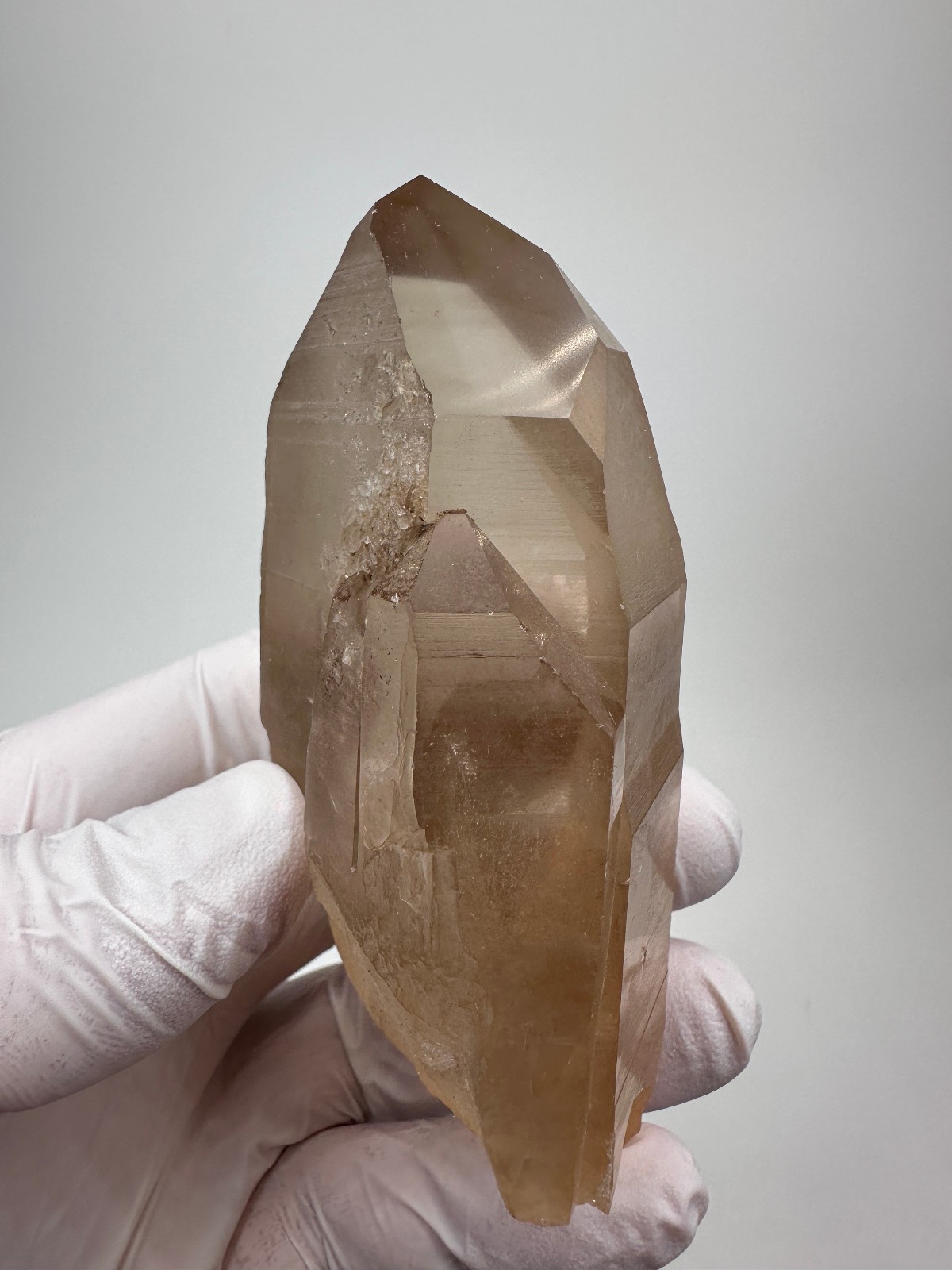 Large Clear Lemurian Seed Quartz Crystal Smokey Point__Serra do Cabra