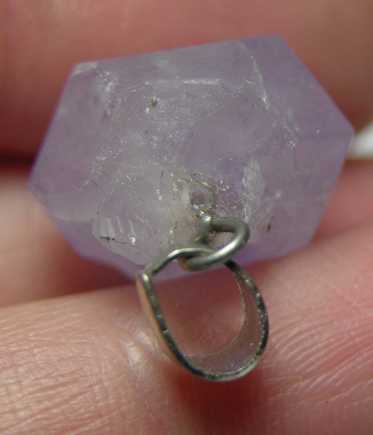 #54 Raw Rough 17.60ct 100% Natural Amethyst Crystal Point Pendant 3.50g 16.00mm