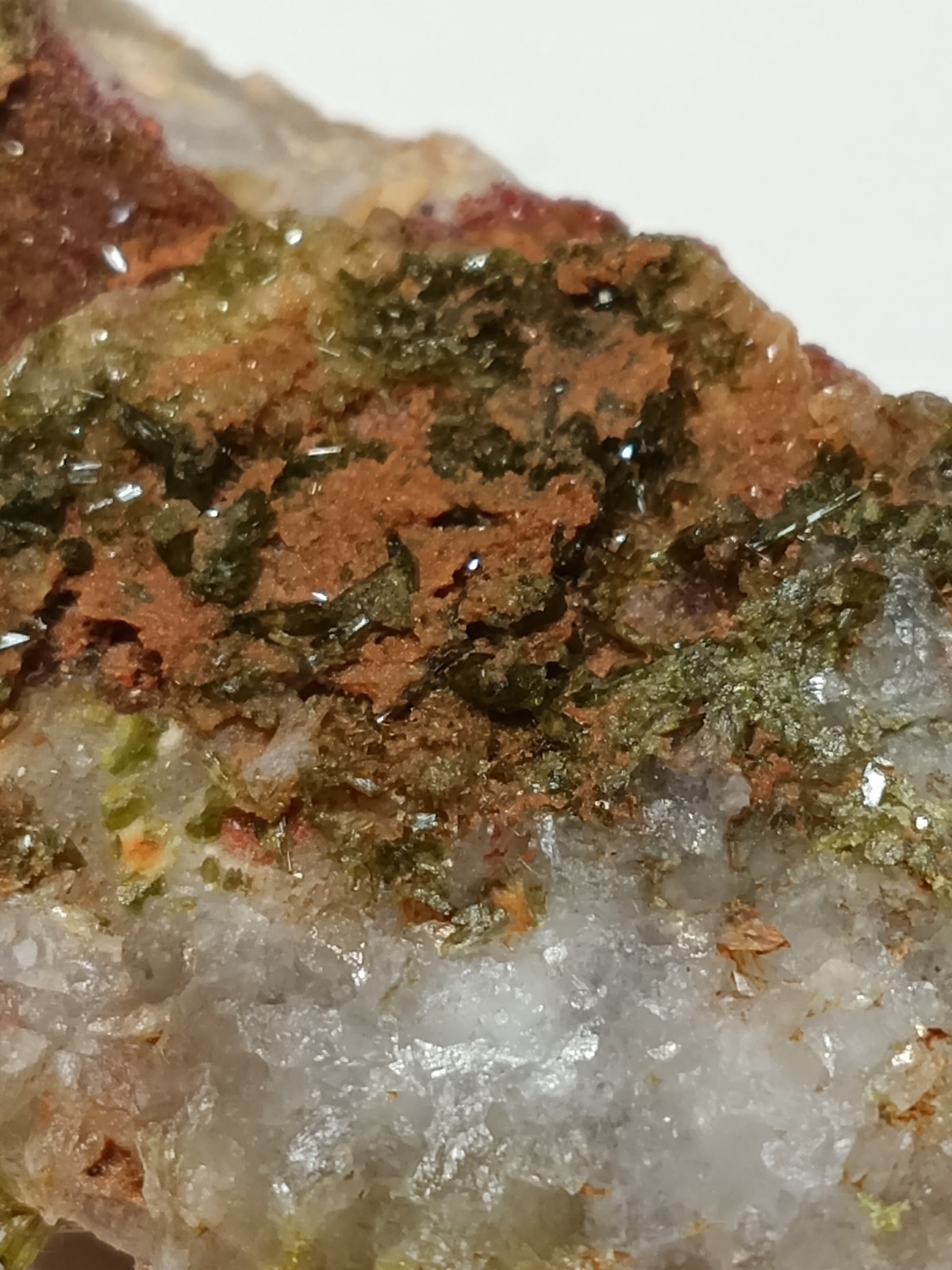 Green Natural Epidote Mineral On Quartz Crystal Matrix X84