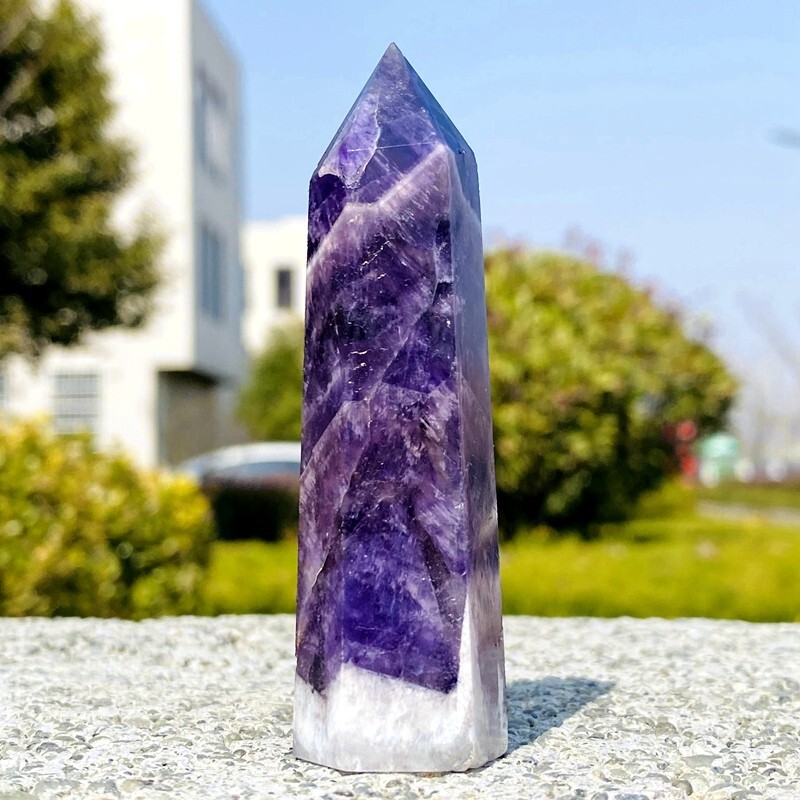 74g Natural dreamy amethyst obelisk quartz crystal energy column