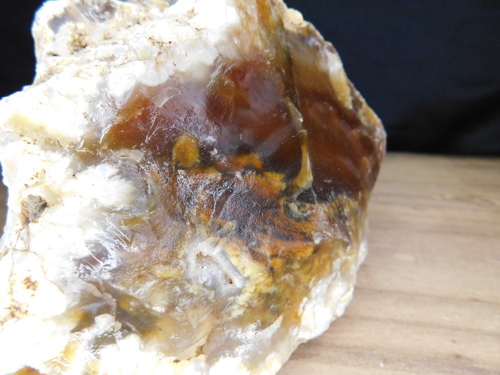 Dark Caramel Brown and White Agate 2 lbs. 9oz. Vintage