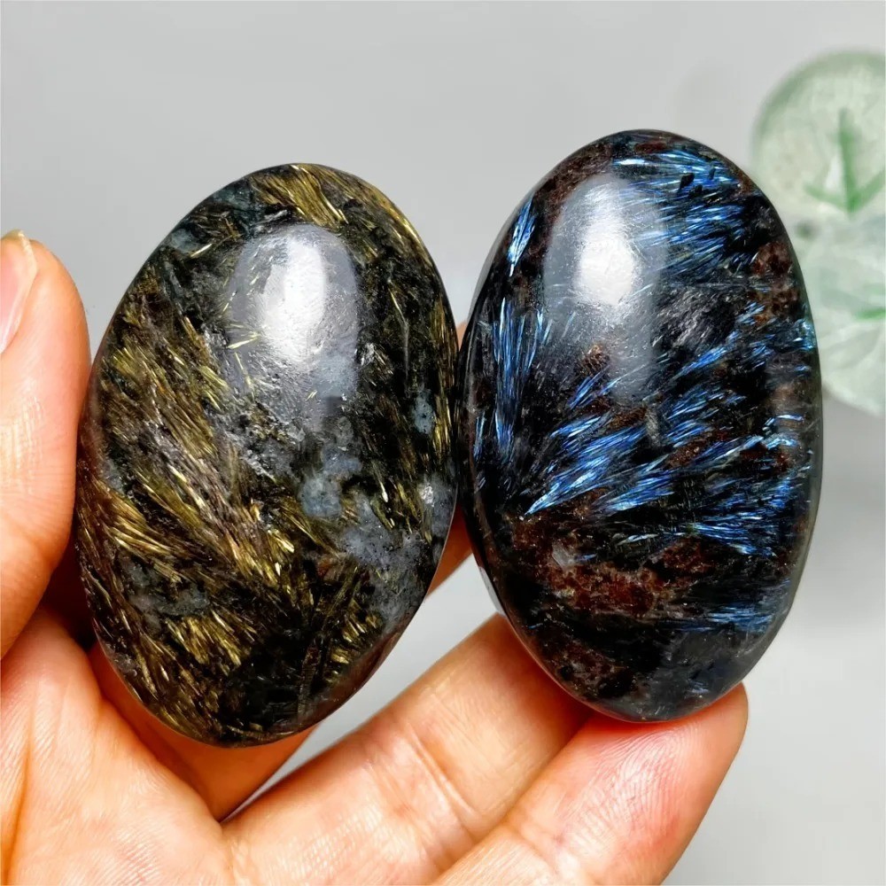 Natural Arfvedsonite Palmstone Worry Stone Healing Crystal Meditation Reiki Gift