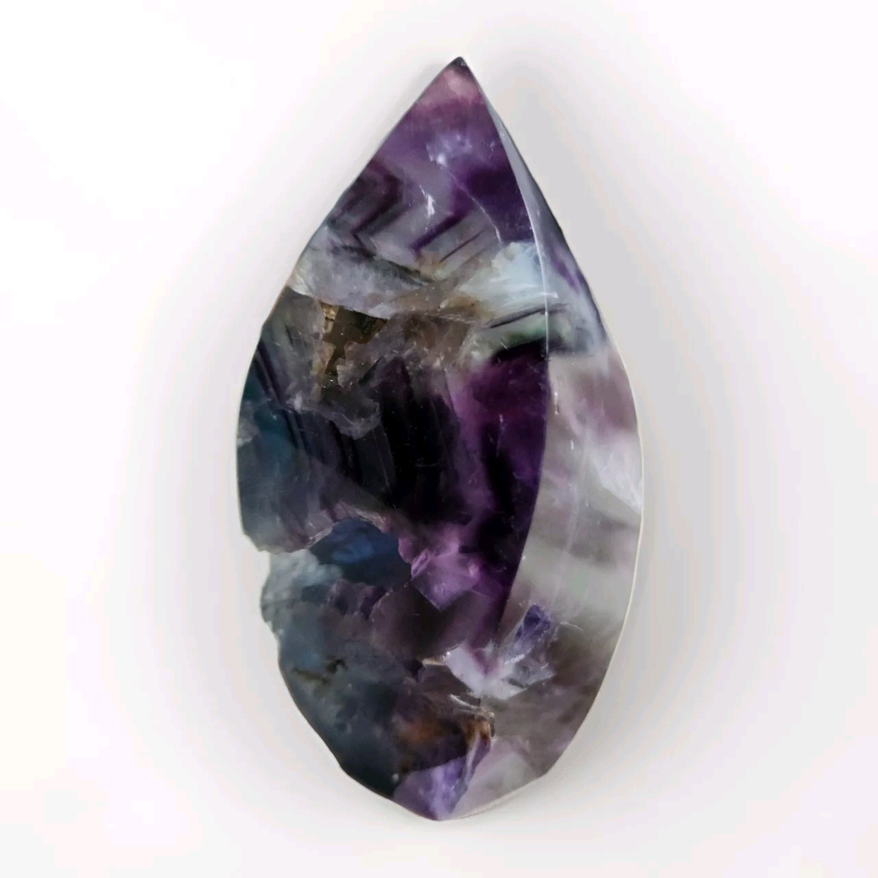 3.75″ Polished Crystal Feather Fluorite Stone Freeform Flame – USA