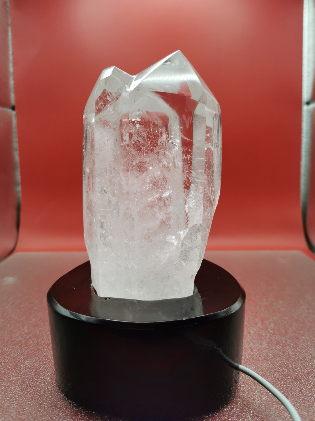 Natural Clear Quartz Double Point Obelisk Crystal With Custom Light Stand 2+LB