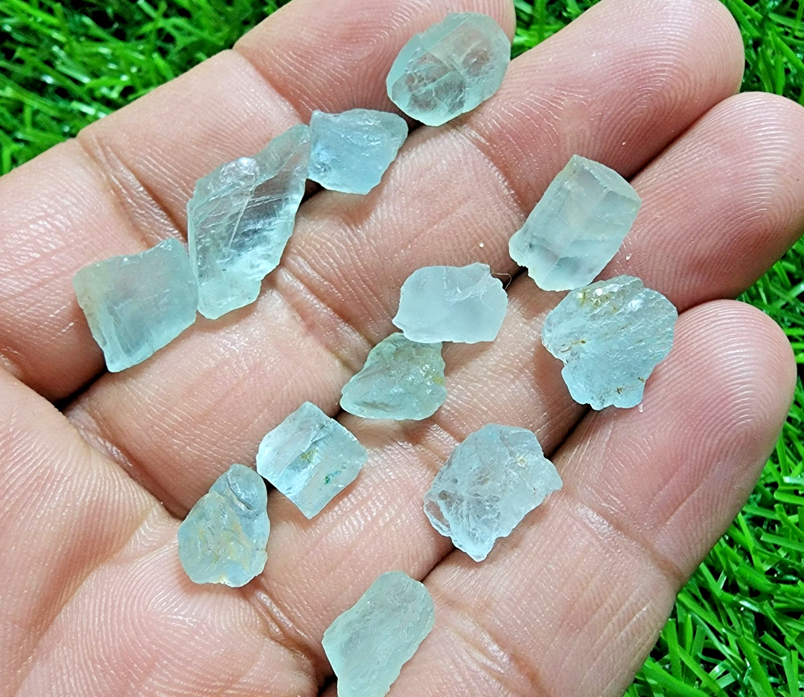 12 Pcs Blue Aquamarine Gemstone Rough Lot 8-20mm Loose Stones Jewelry Making
