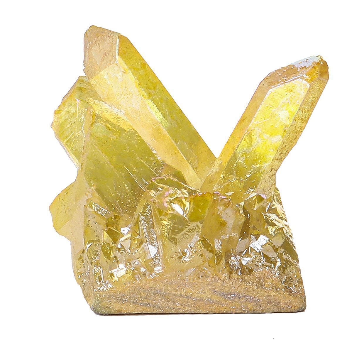 50g Natural Aura Titanium Gemstone Quartz Crystal Cluster Specimen Healing Yello