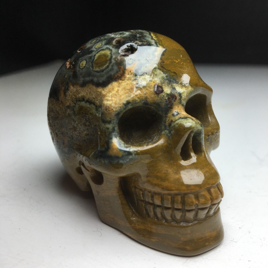 2.0″Natural Crystal Mineral Specimen.Ocean Jasper.Hand-carved SKULL.Statue.CH