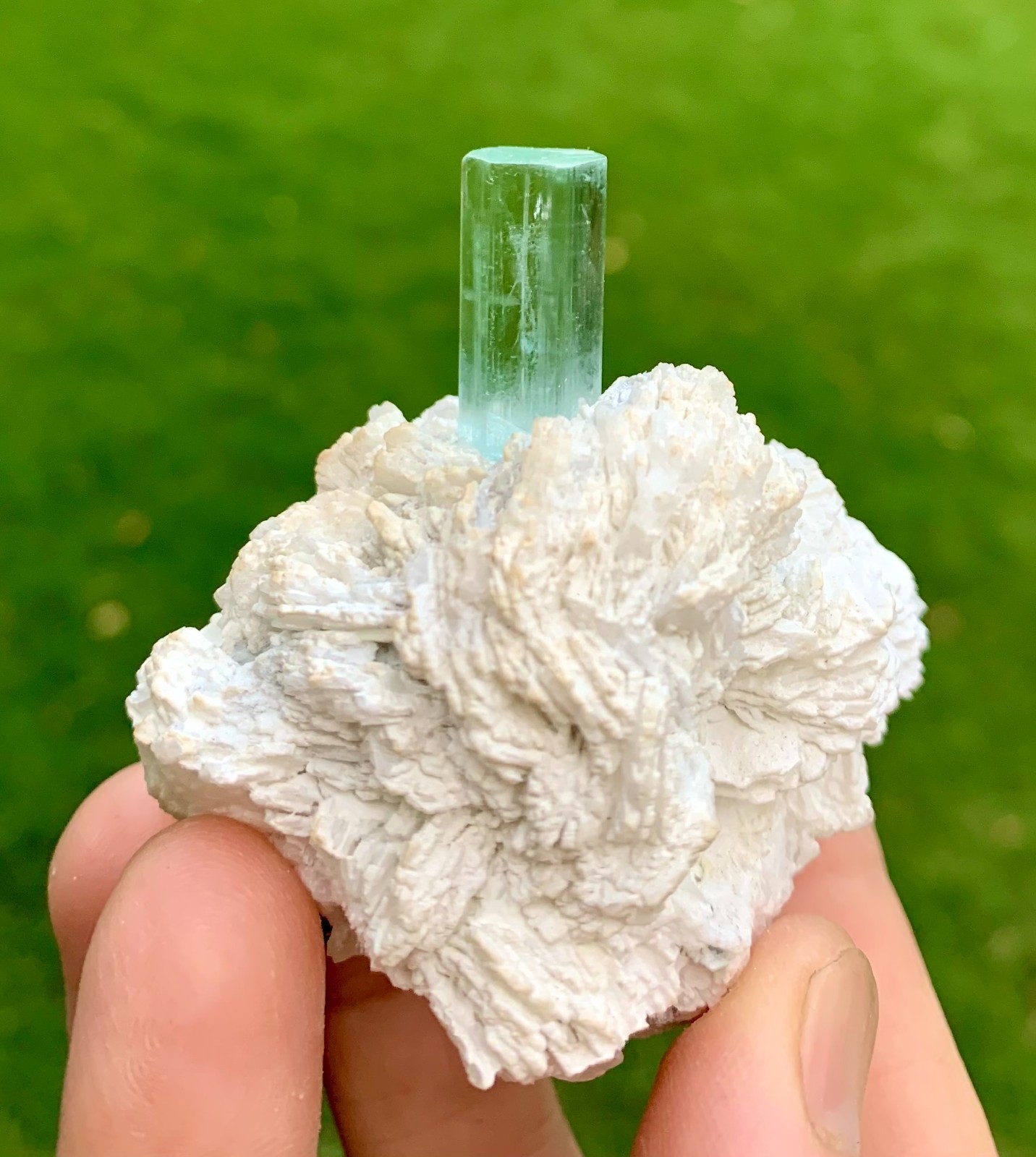 111GM Sky Blue Aquamarine With Quartz From Shigar Mine Skardu Pakistan