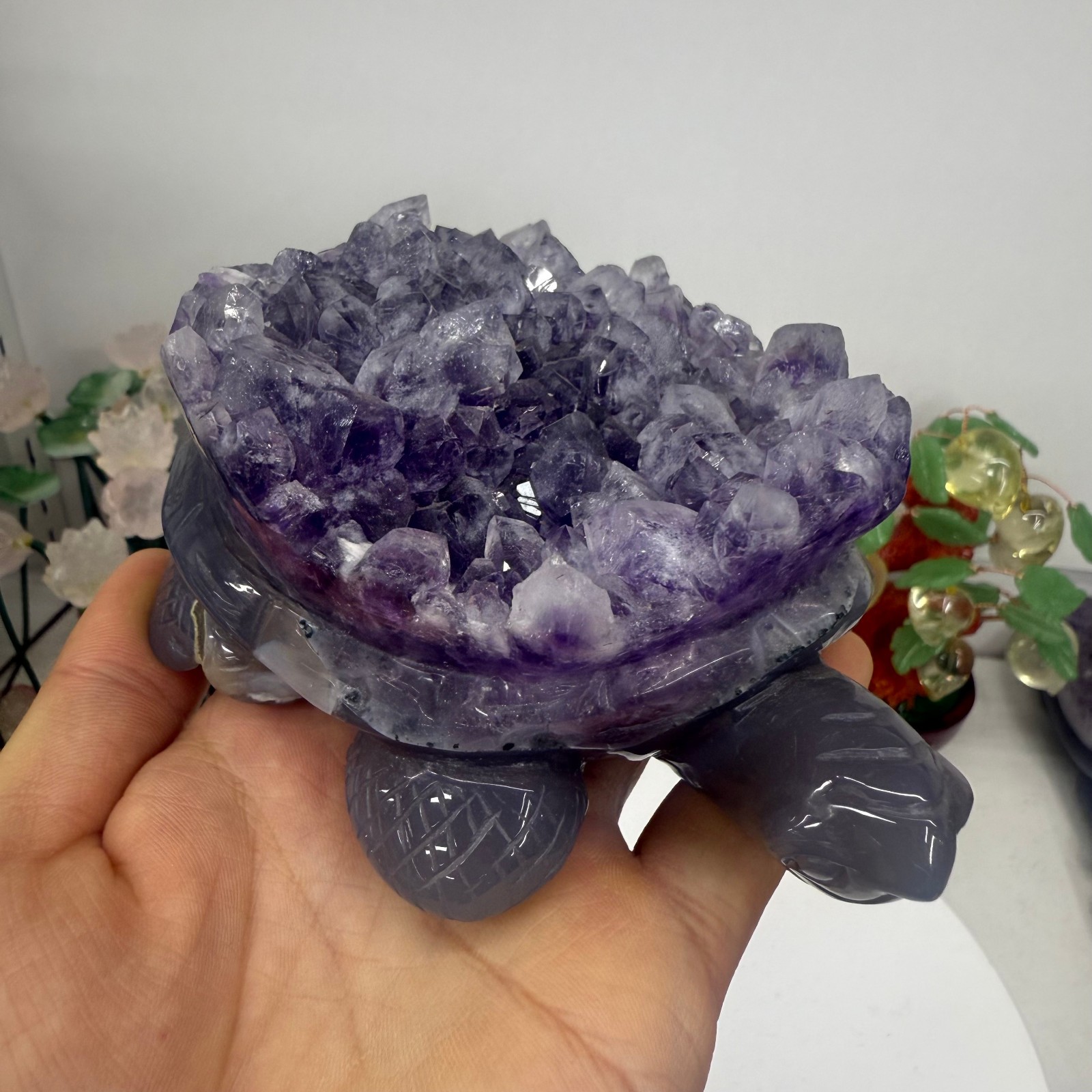 Natural agate carved Turtle quartz crystal Reiki Heal gift random 1pc