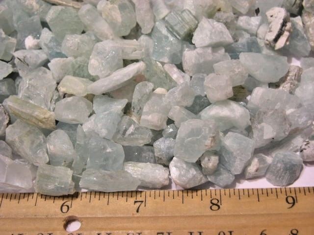 Aquamarine crystal Afghanistan smaller pieces 1/4 to 1 inch 1/2 pound 90+ pieces