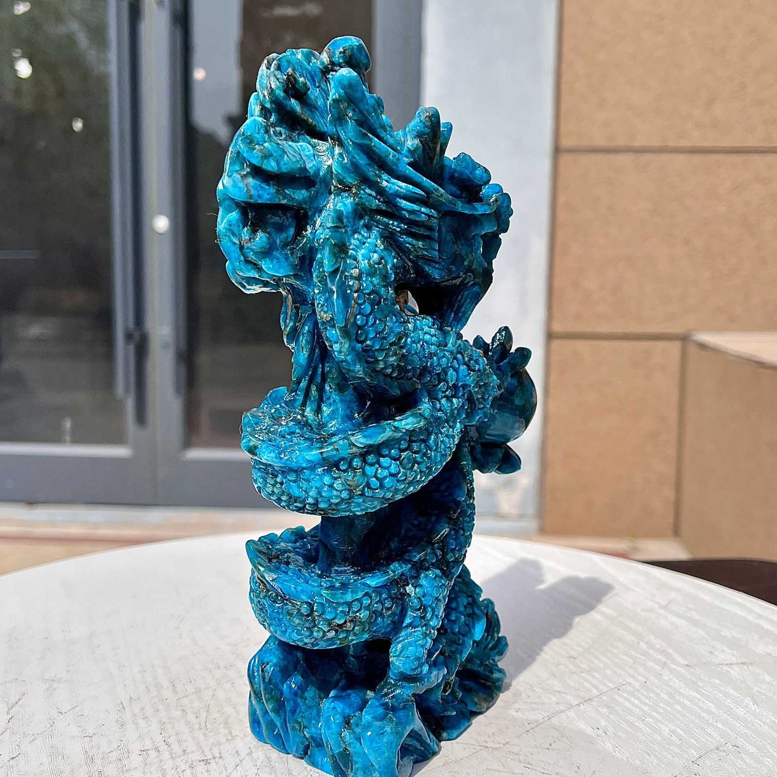 3.74LB Natural dreamy blue lithium gray pattern, hand carved and healed