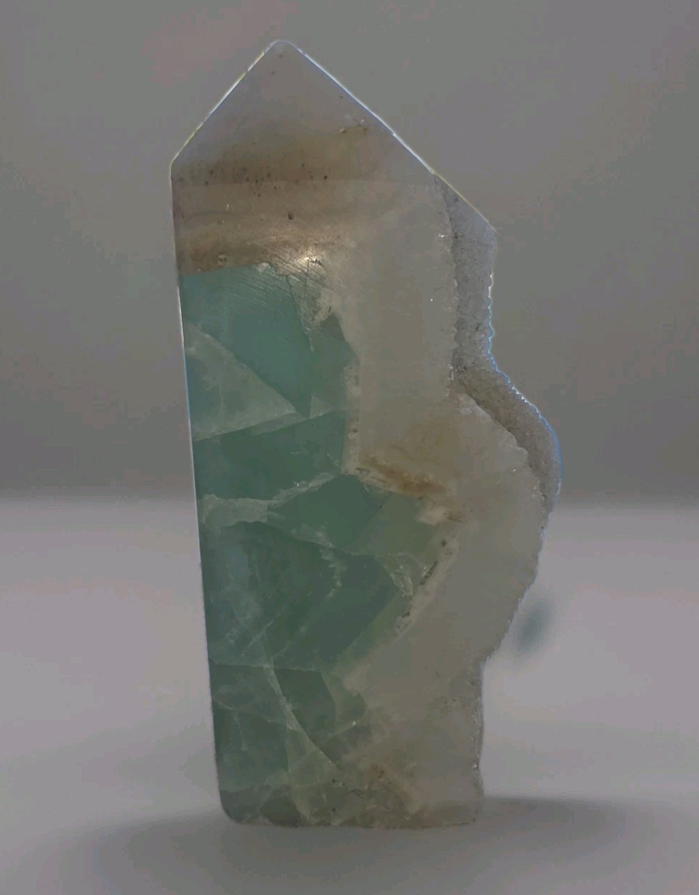 Natural Green Fluorite Tower 2lbs 6oz 6 1/2 In cut slab