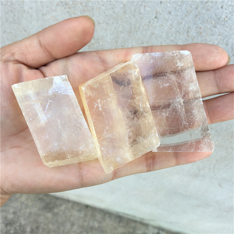 Random Yellow Iceland Spar Optical Calcite Quartz Crystal Mineral Specimen 1pc