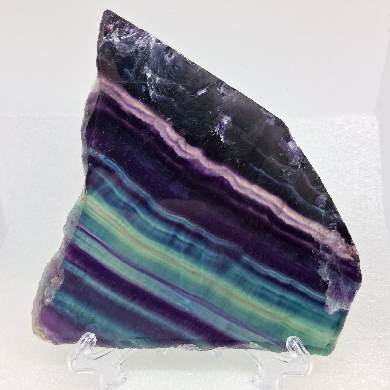 Large Purple Fluorite Crystal Slab Natural Polished Rainbow Fluorite Stone Slab