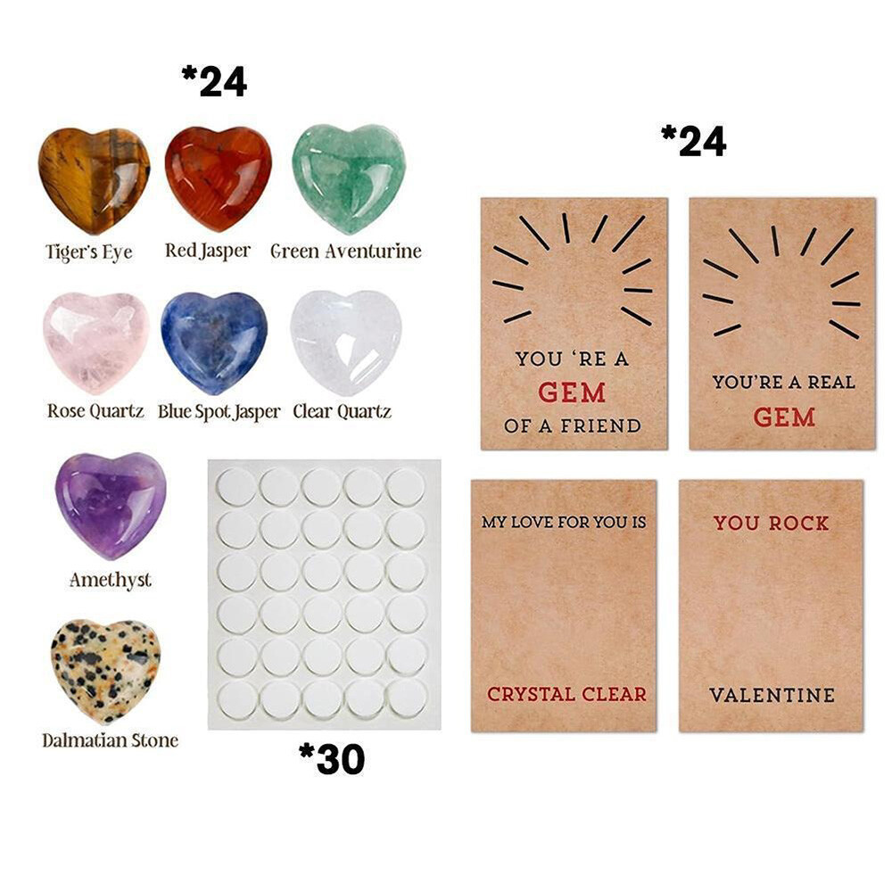 Valentines Day Gifts for Kids – 24Pack Valentines Cards with Heart-Shape Crystal