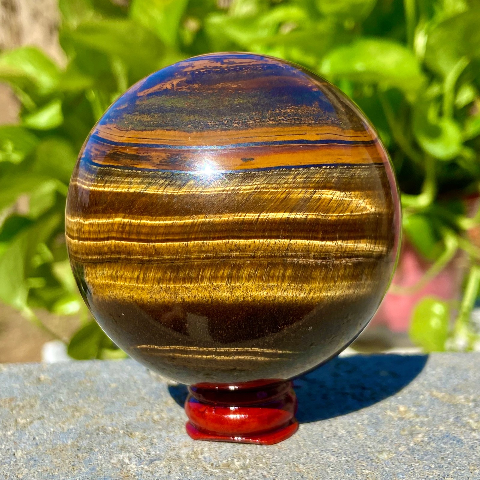 1.2LB Large Natural Tiger Eye Stone Crystal Ball Quartz Healing Sphere Décor