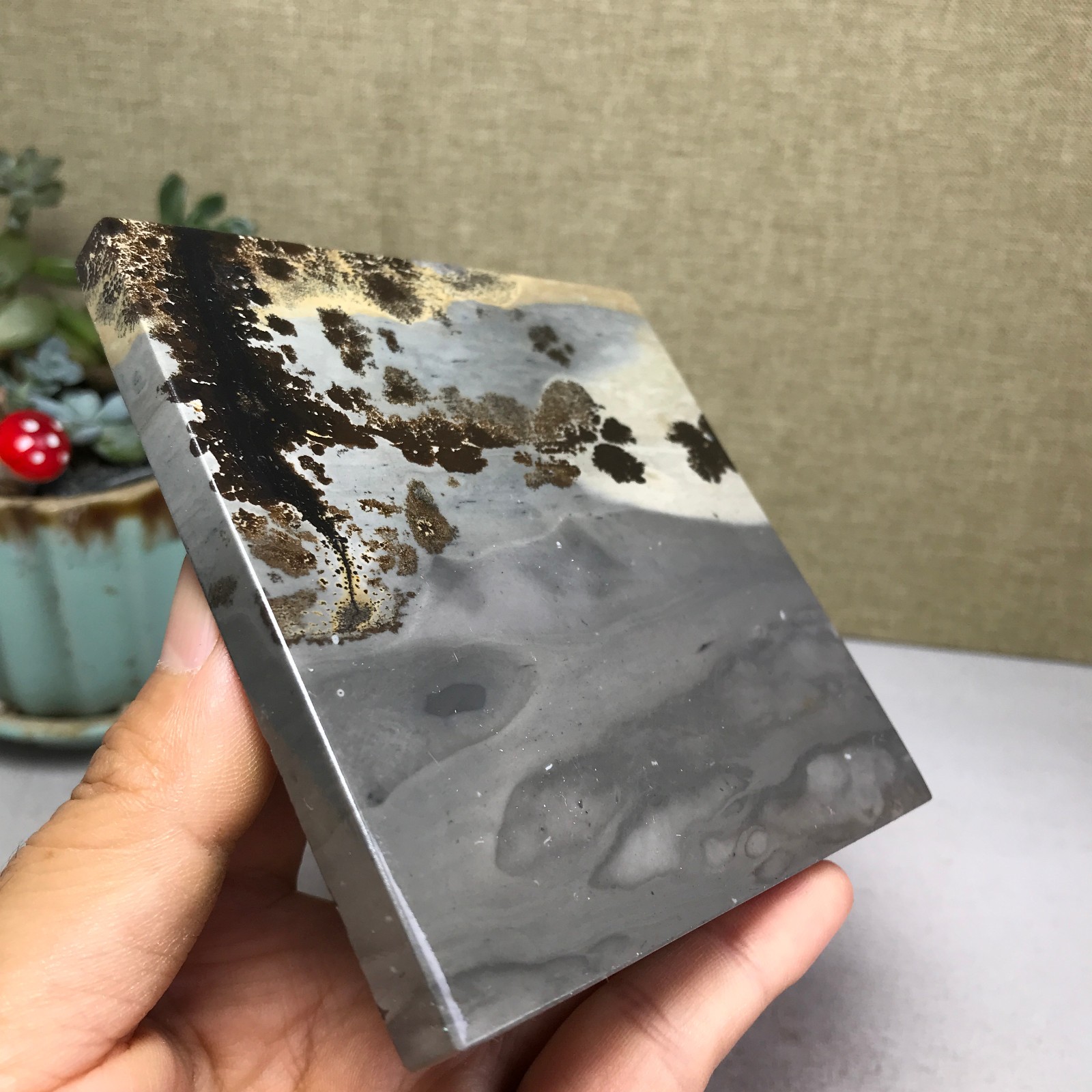 Natural Chinese painting stone crystal ornaments for home decoration 238g A5279