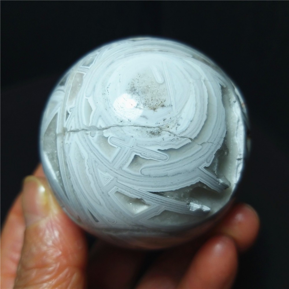 RARE 206.8G 54mm Natural Grid Agate Stone Geode Sphere Ball Healing A4880