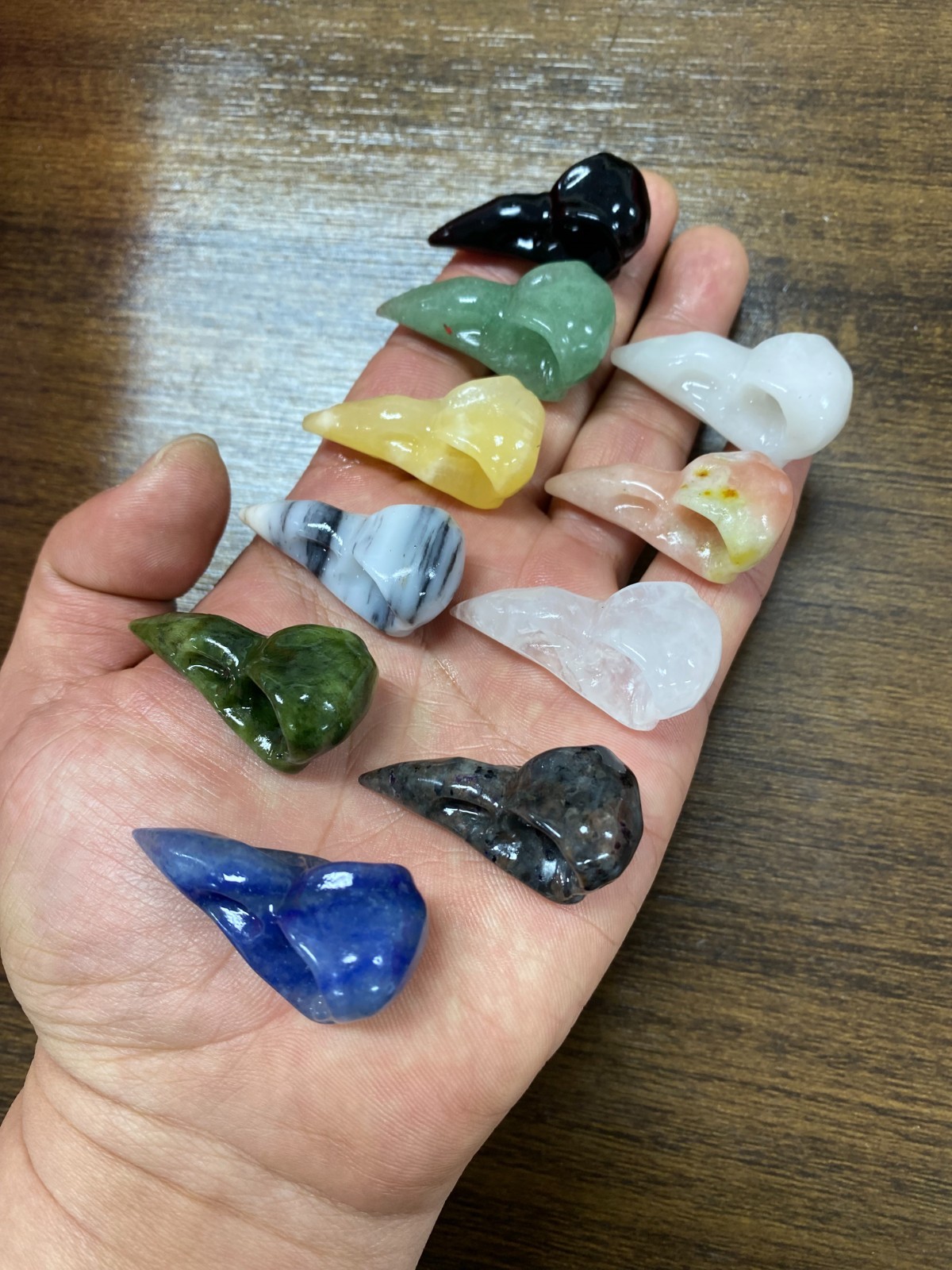 1pc Natural Mixed Quartz hand Carved Bird skull crystal Reiki healing gift