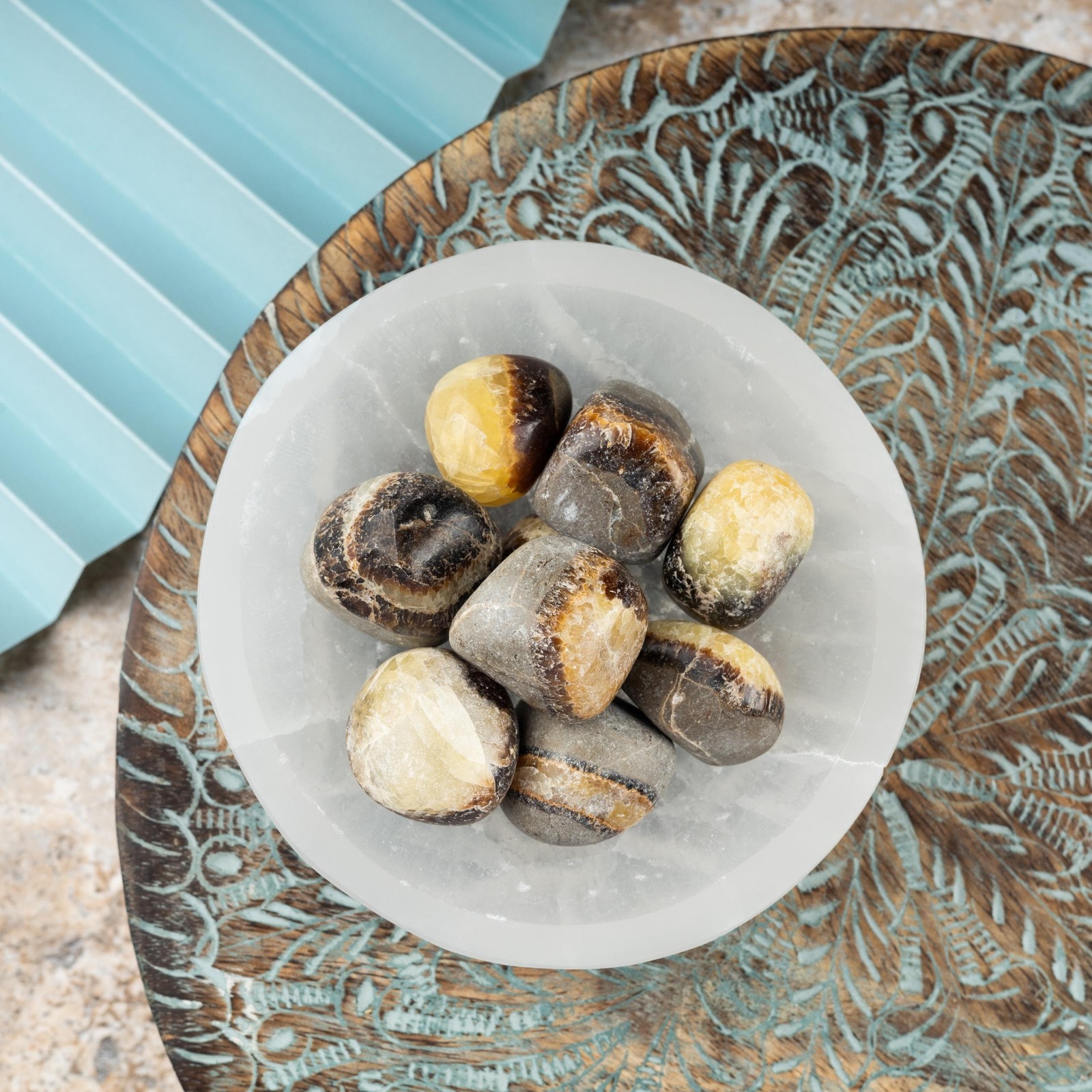 Septarian Crystal Tumble Stone, Polished Stone for Meditation & Healing