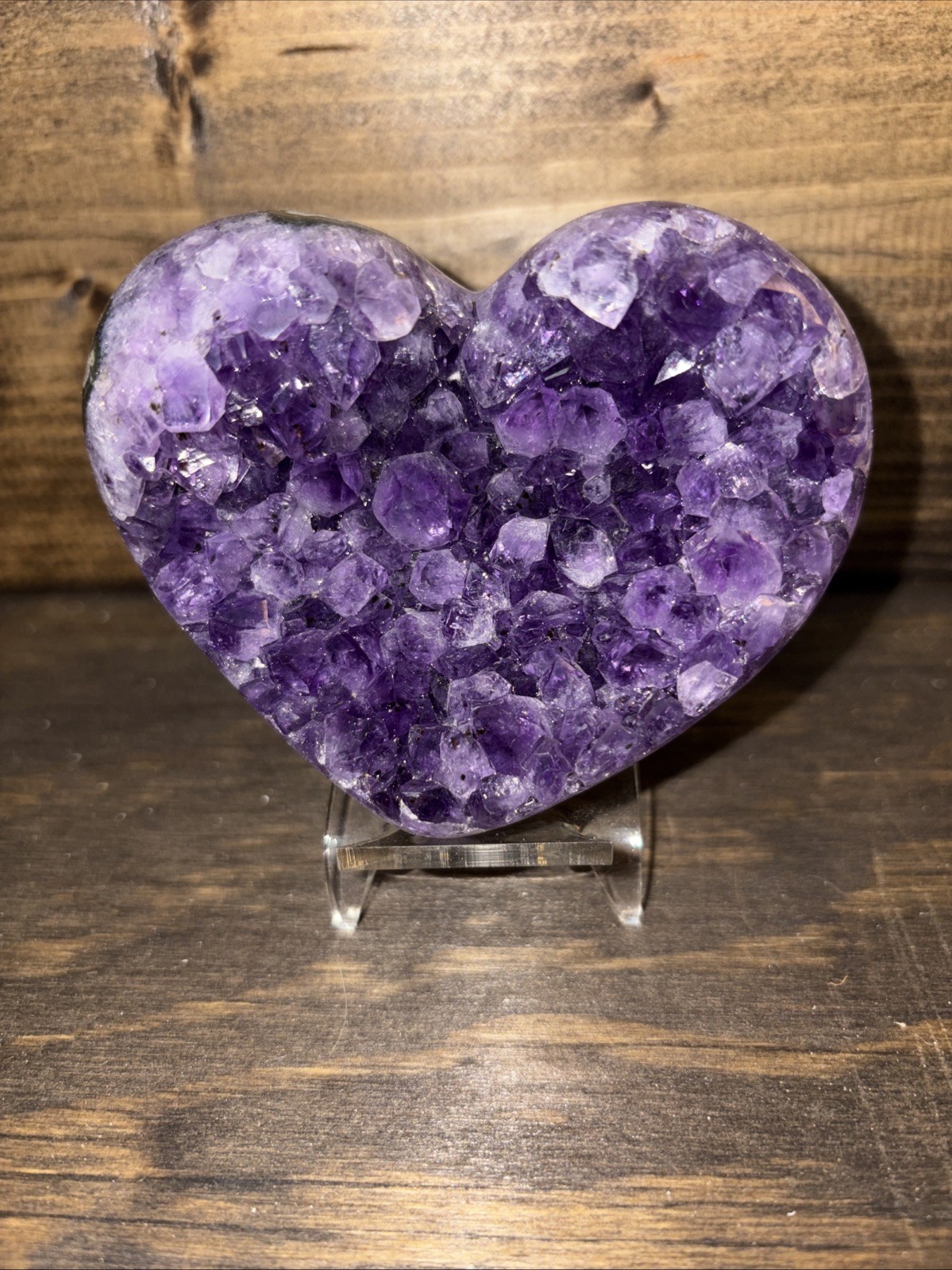 Geode Amethyst heart with Stand 3.75”