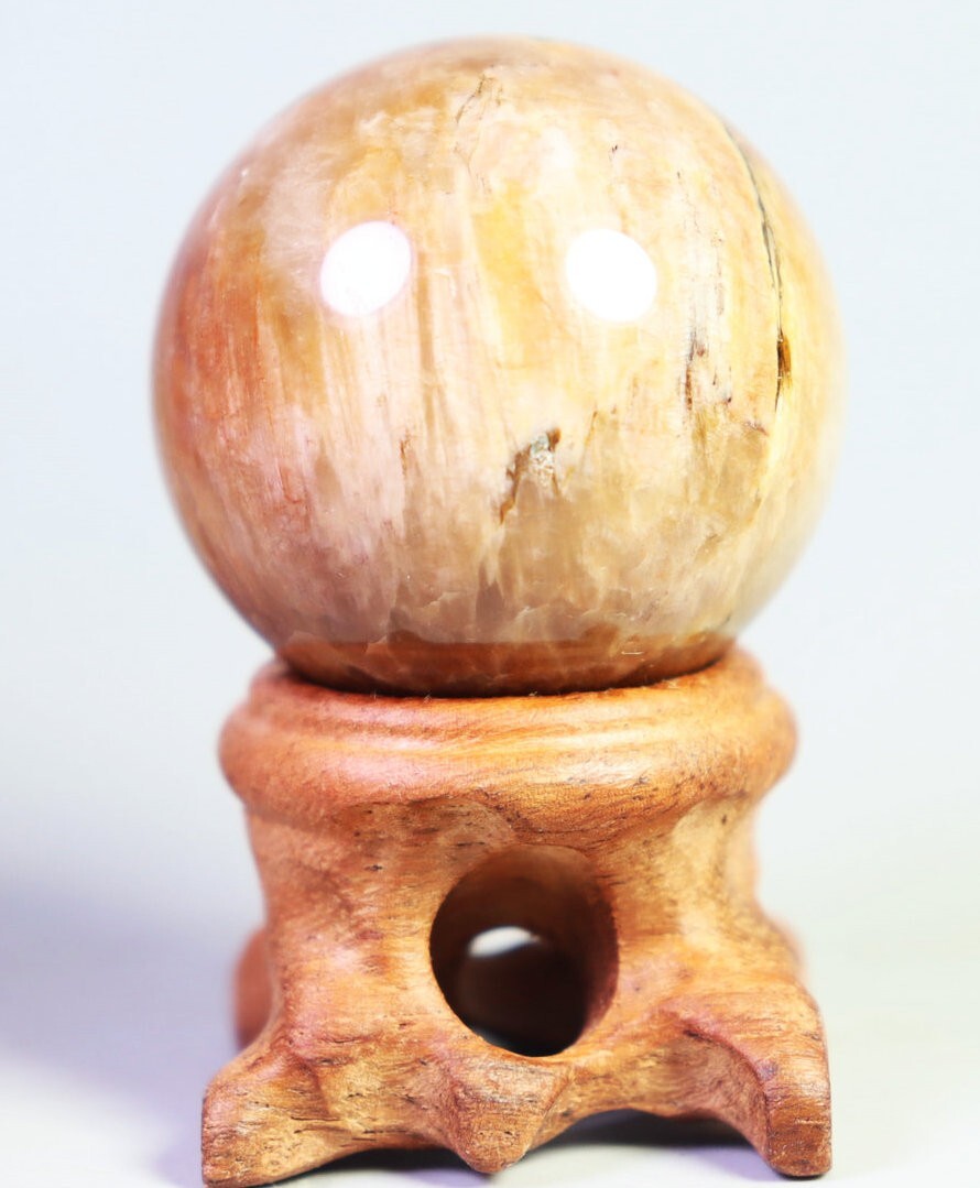 36mm Natural Polished Rutilated Quartz Crystal Sphere Ball Healing/Stand
