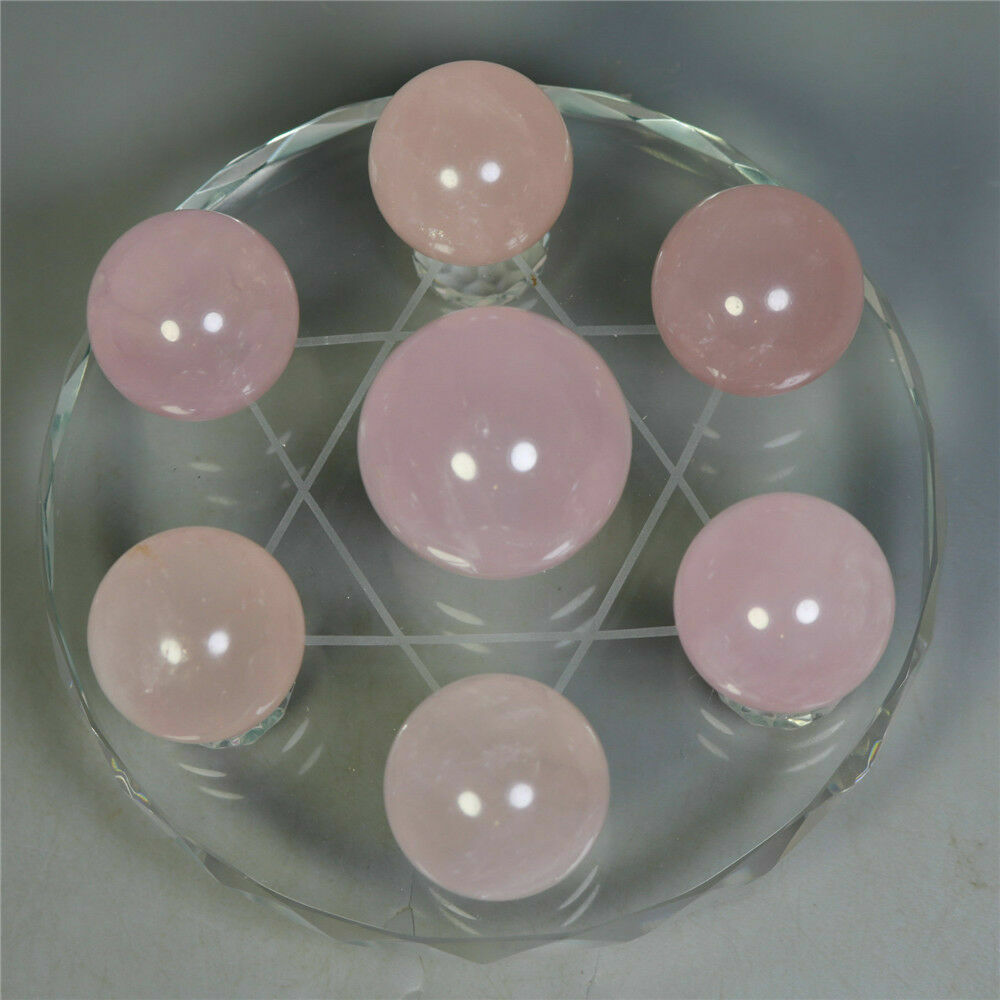 Seven Star Rose Quartz Crystal Sphere Ball Rock Chakra Healing+120mm stand