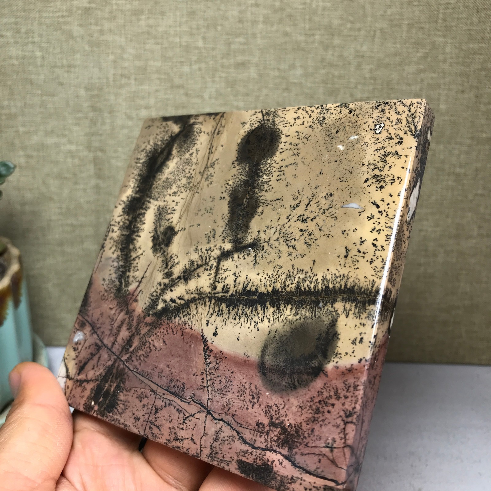Natural Chinese painting stone crystal ornaments for home decoration 259g A5362