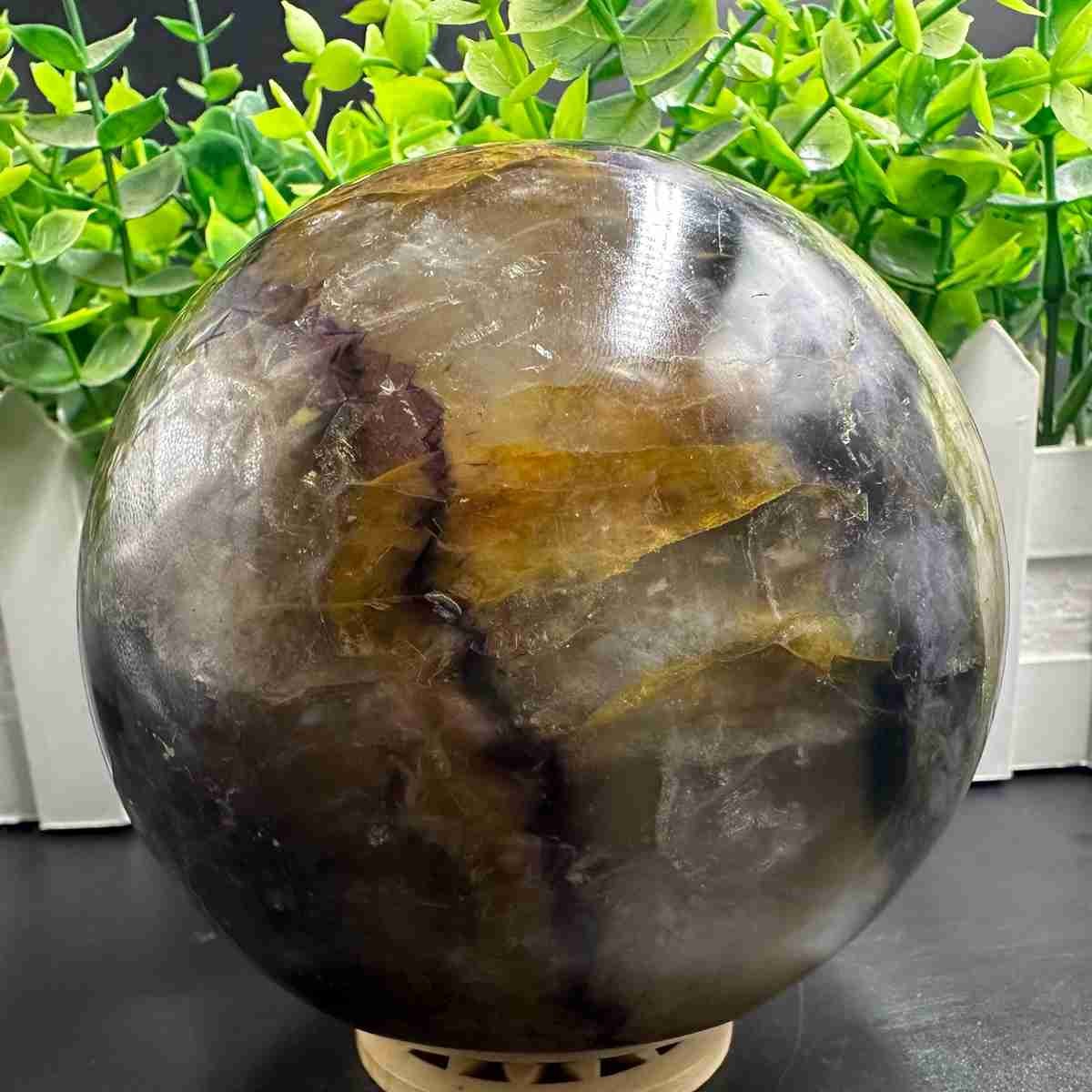 1835g Natural Fluorite Quartz Sphere Crystal Energy Ball Reiki Healing Gem