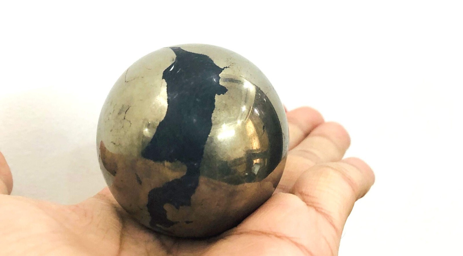 Golden Pyrite 40 Mm Sphere Crystal Healing Feng Shui Gift Home Office Reiki Luck