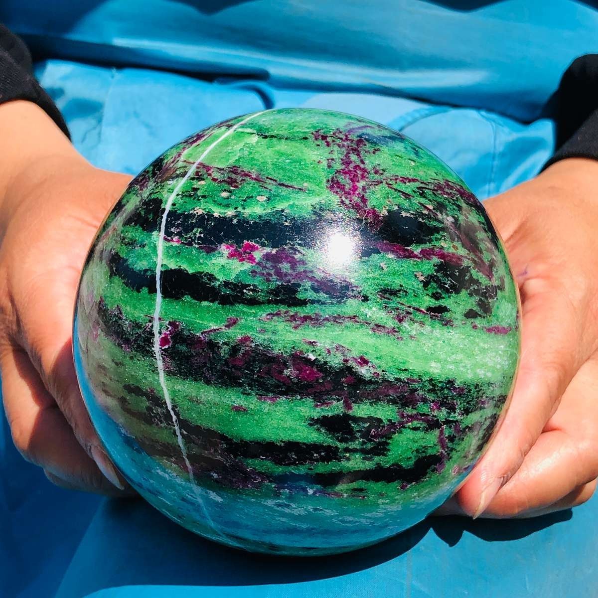 5.67 LB Large Natural Ruby Zoisite Sphere Crystal Healing Stone Specimen 5158