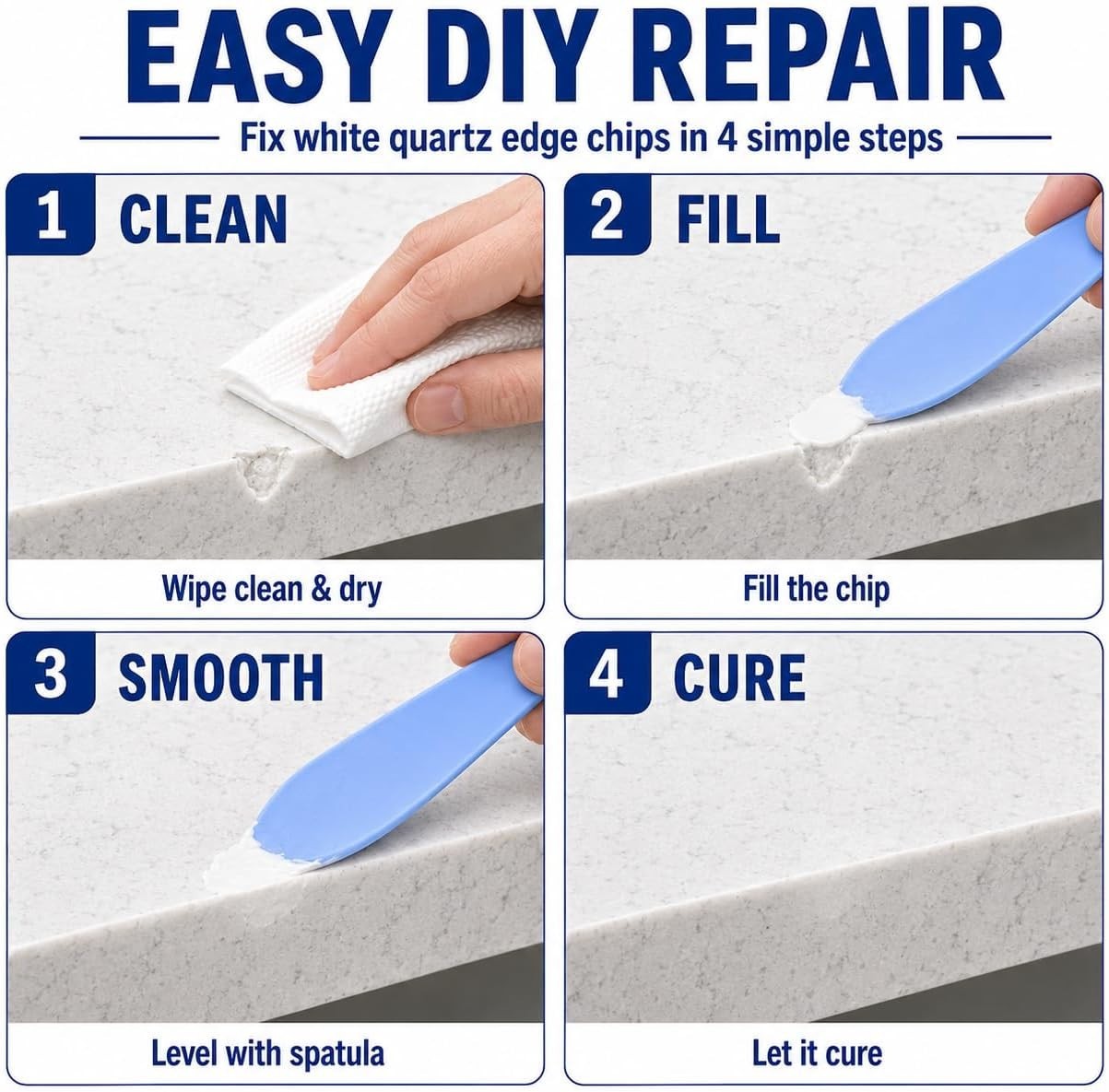 Invisible Quartz Countertop Chip Filler—Repair Cracks, Nicks & Scratches Easily