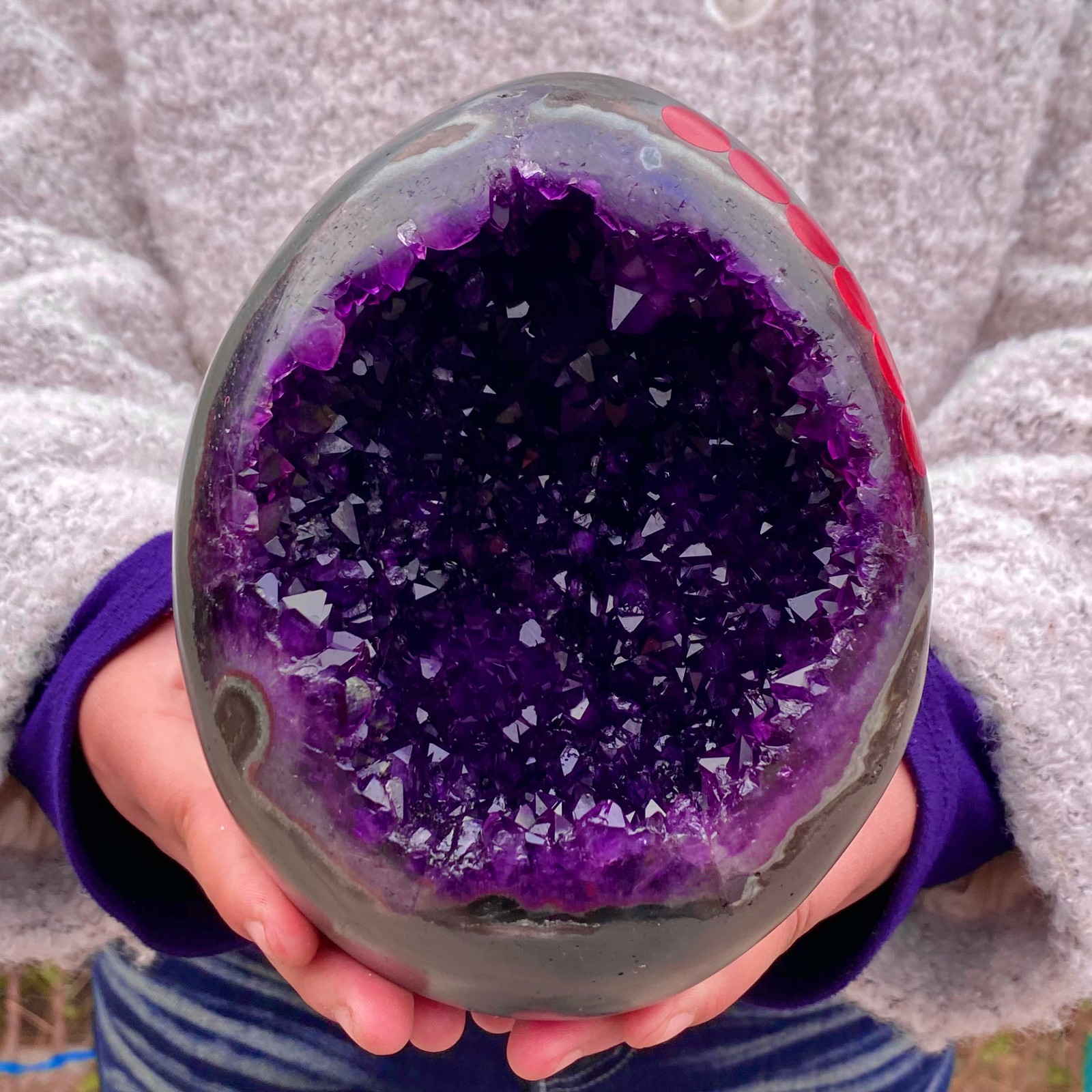 6.4LB Natural amethyst Dinosaur egg Quartz Crystal specimen healing